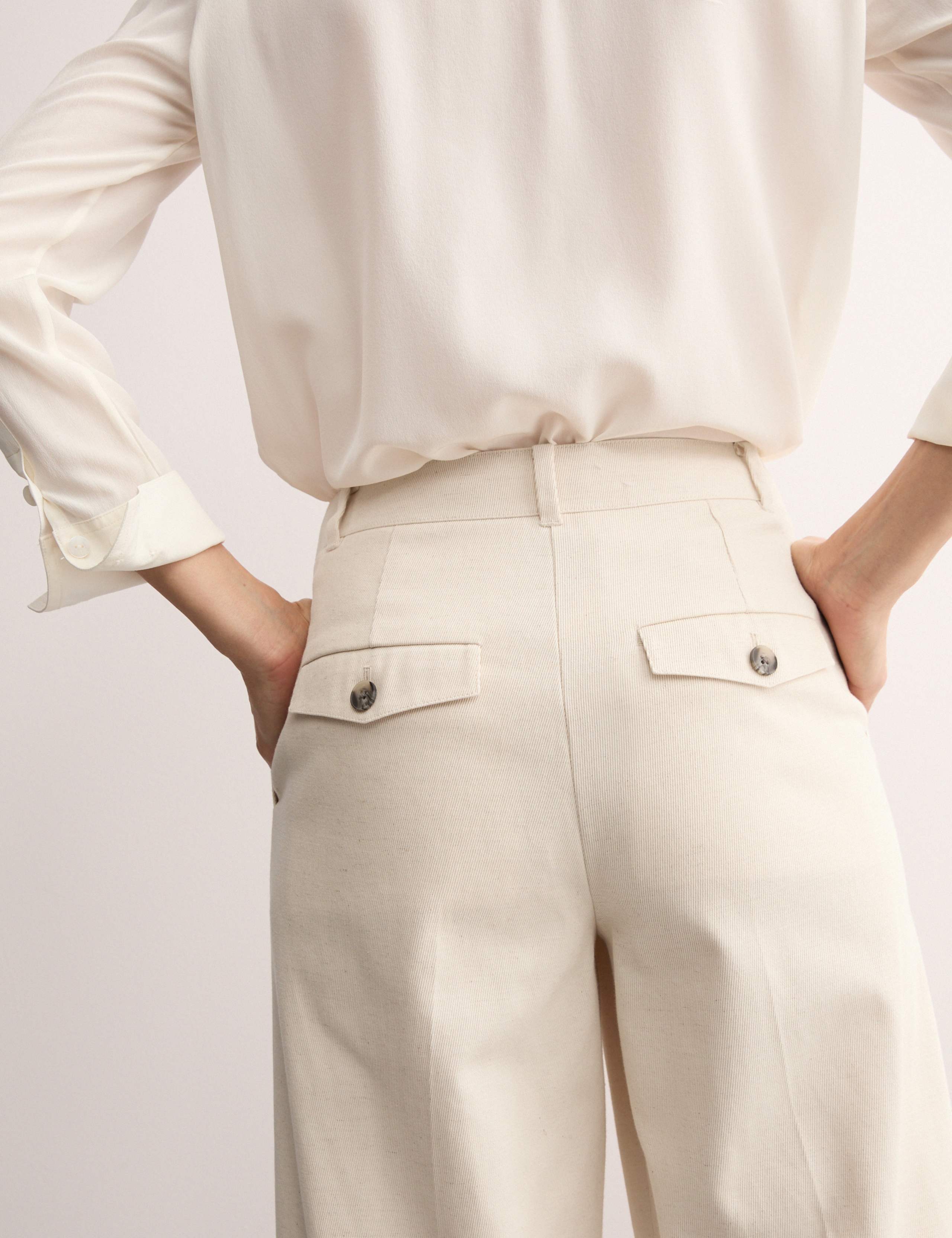 Cotton Rich Wide Leg Trousers with Linen 5 of 7