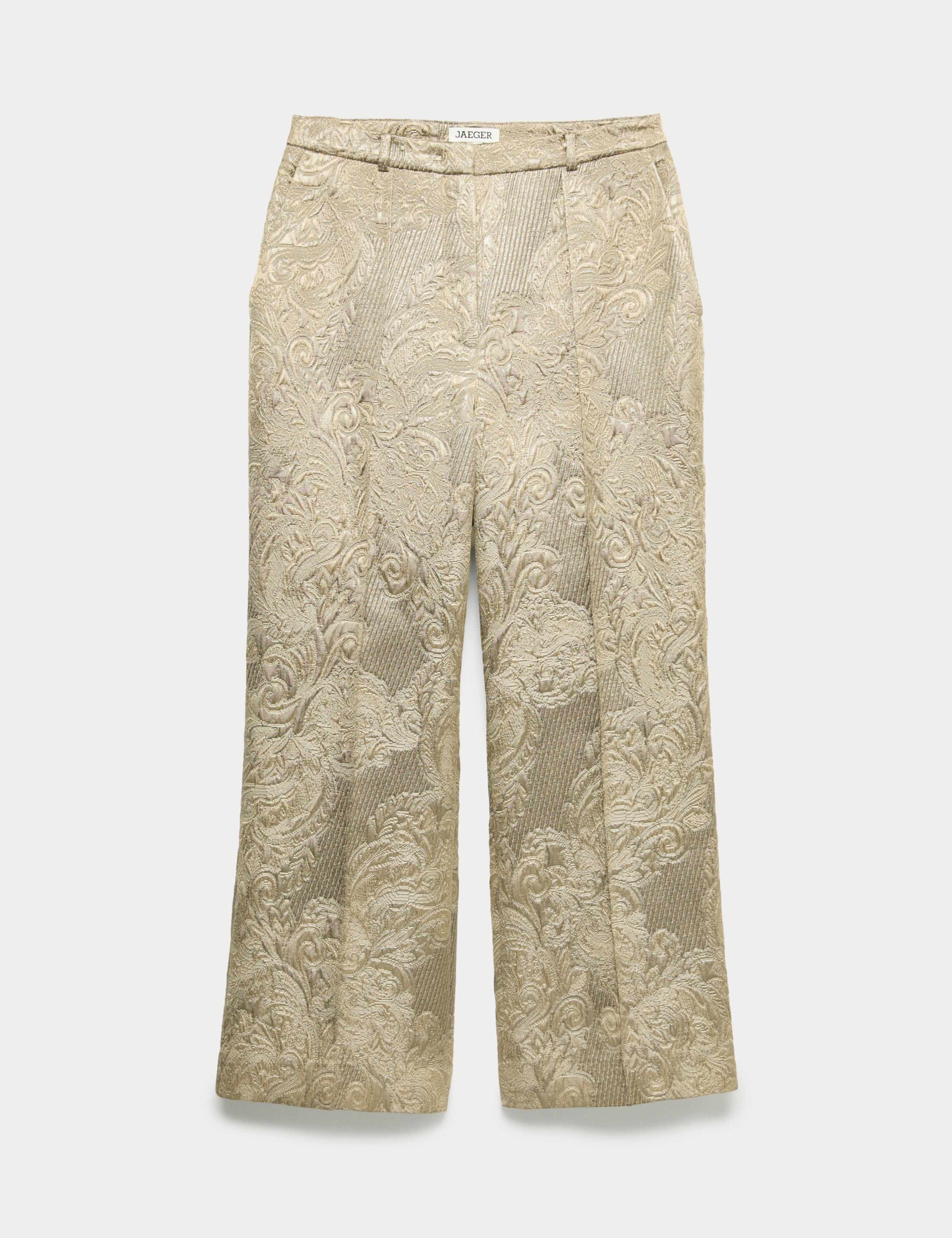 Cotton Blend Metallic Jacquard Kickflare Trousers 2 of 7