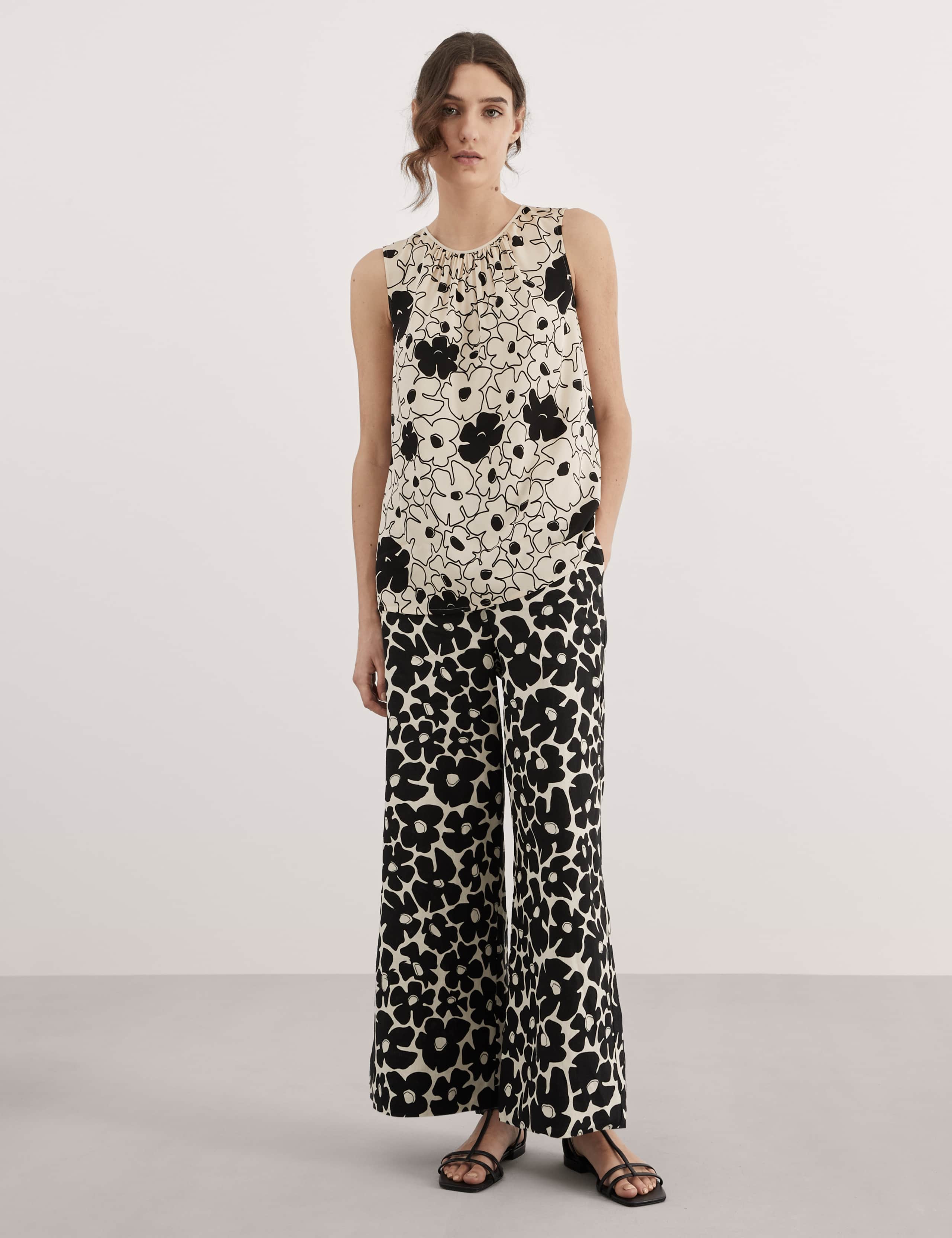Pure Linen Floral Wide Leg Culottes 3 of 6