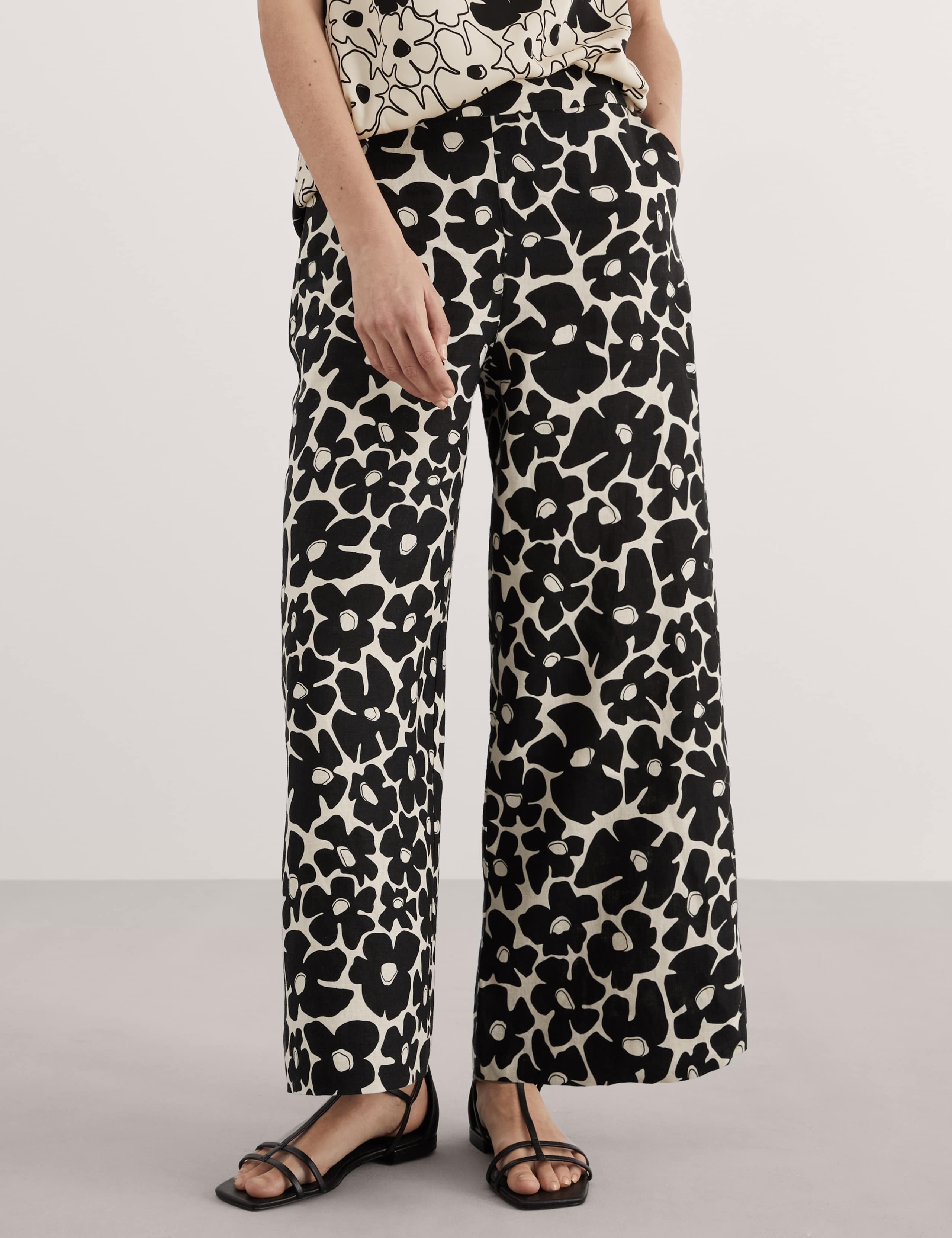 Pure Linen Floral Wide Leg Culottes 5 of 6