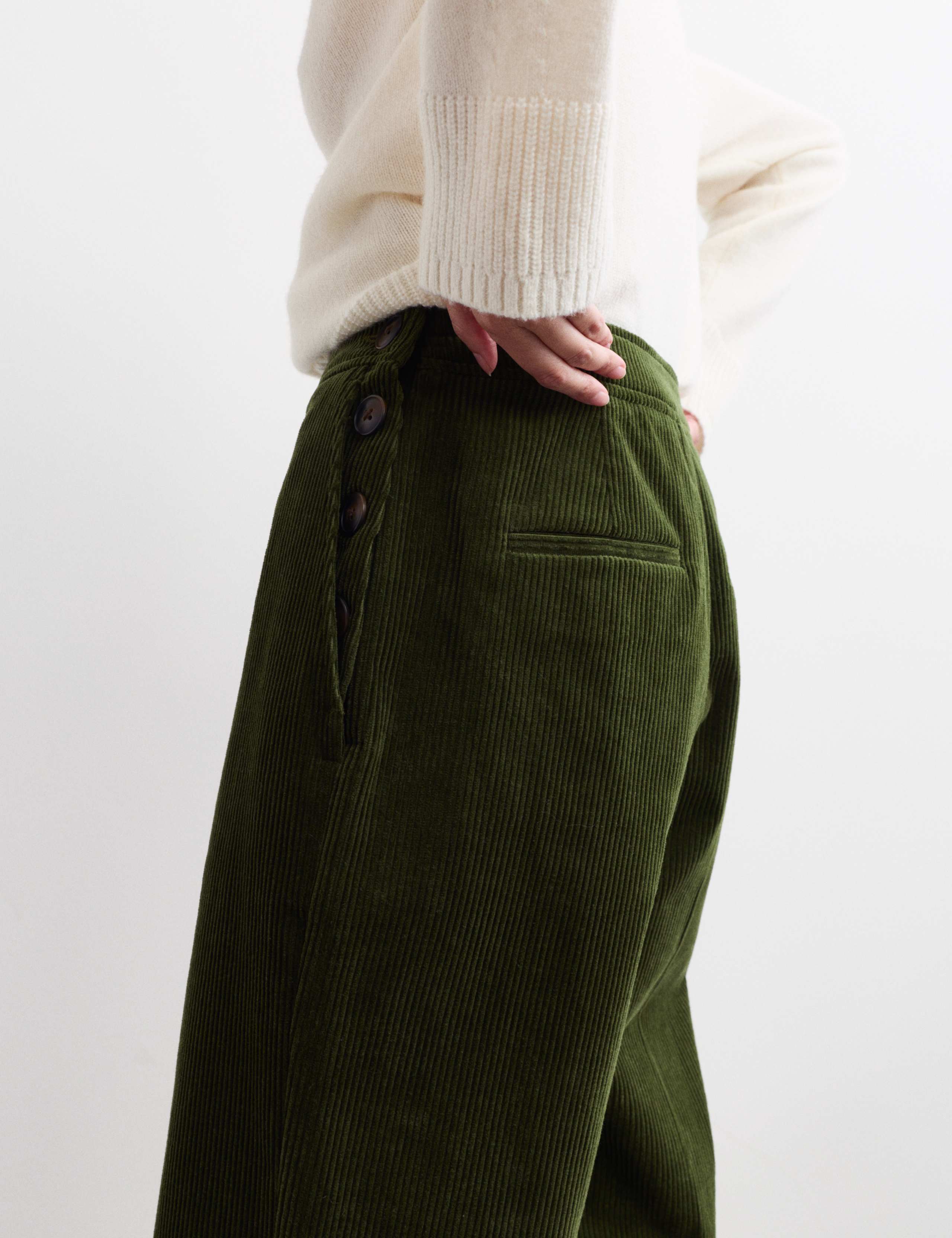 Pure Cotton Textured Straight Leg Trousers 3 of 6
