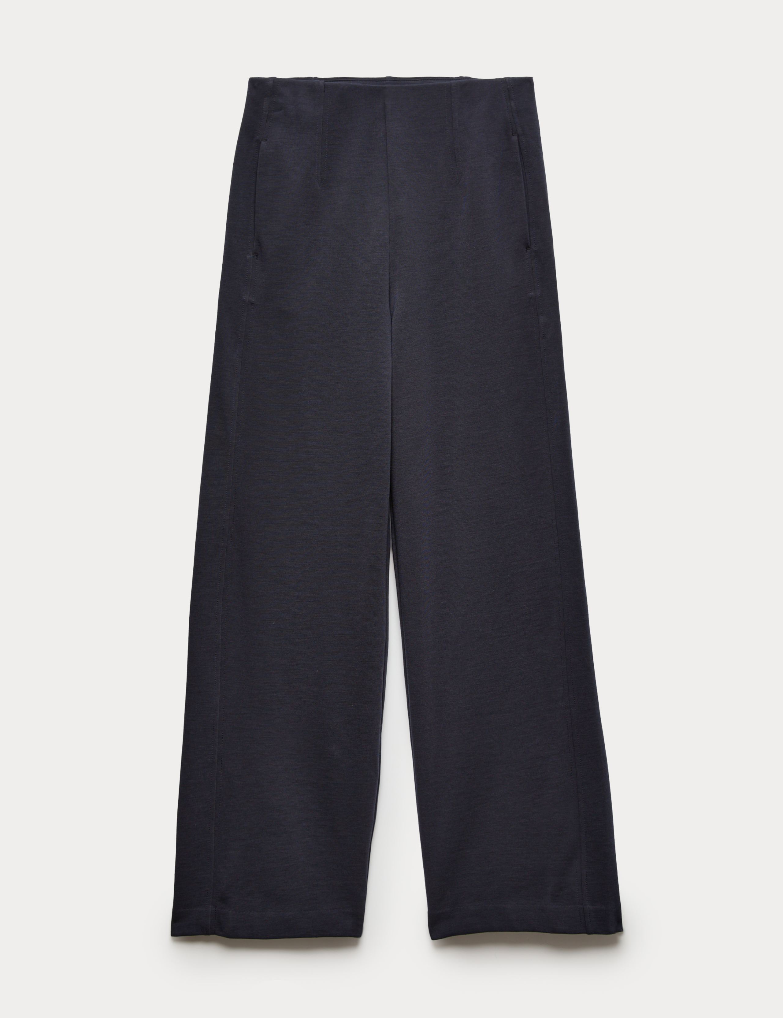 Cotton Blend Jersey Straight Leg Trousers with Wool 2 of 8
