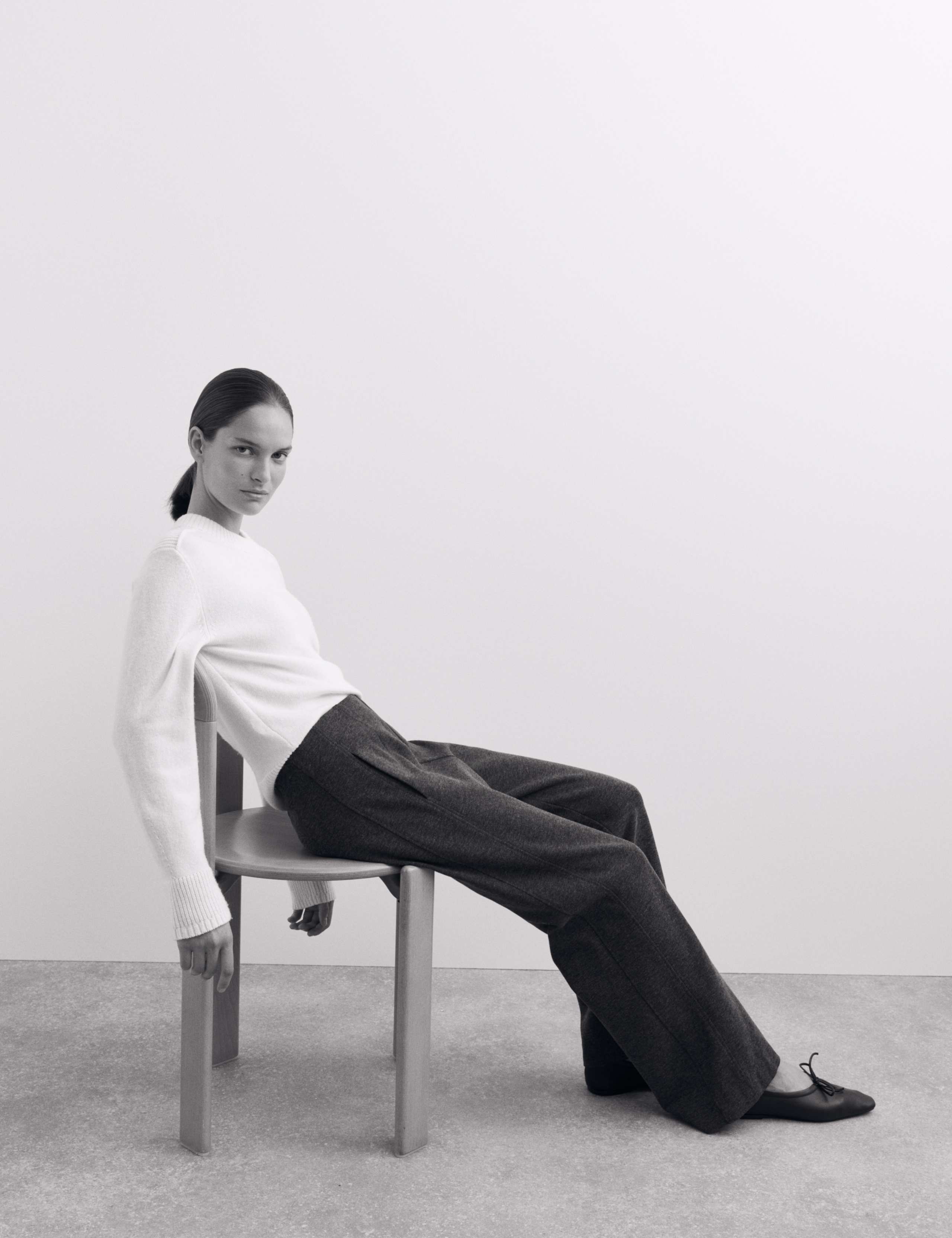 Cotton Blend Jersey Straight Leg Trousers with Wool 5 of 7