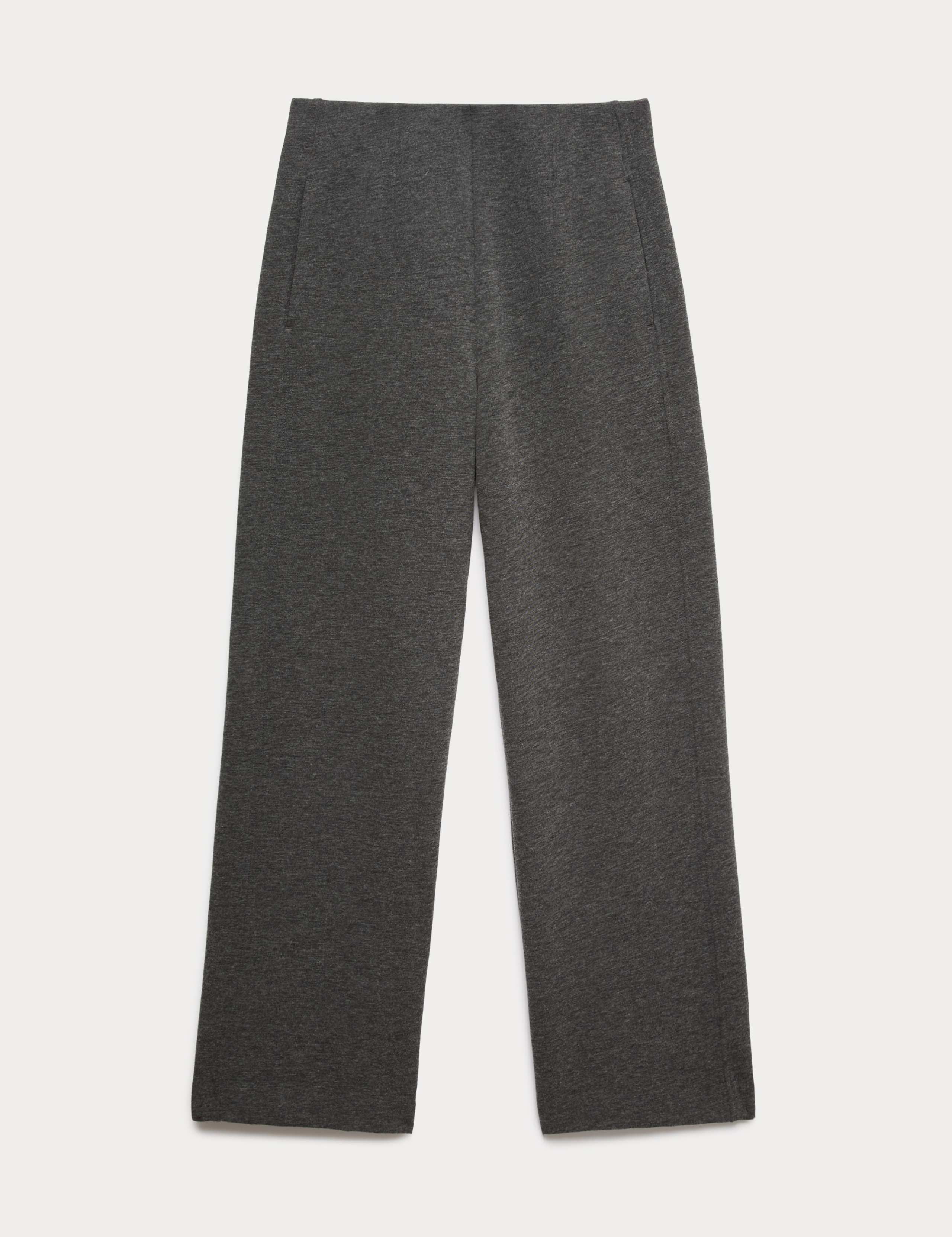 Cotton Blend Jersey Straight Leg Trousers with Wool 2 of 7