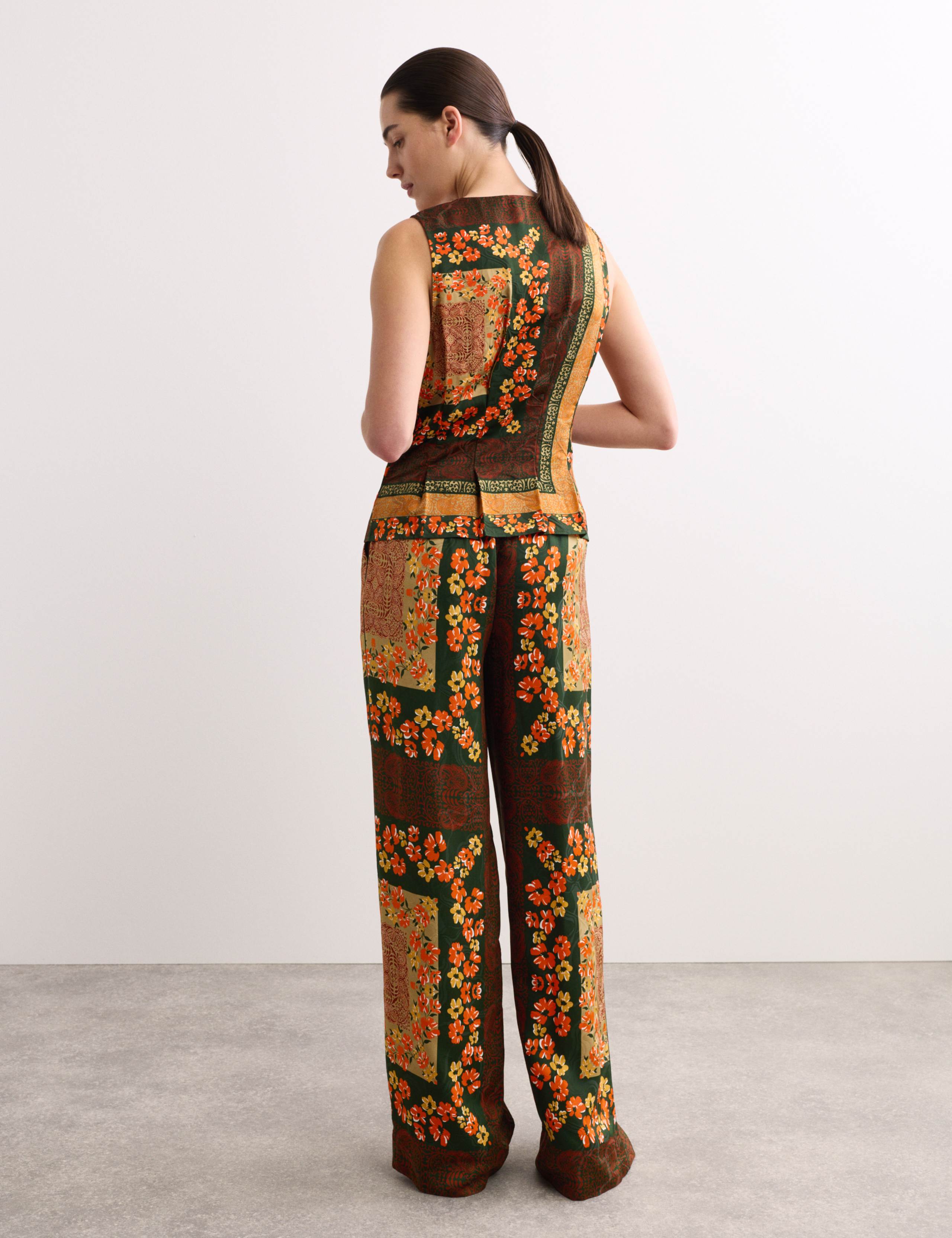 Scarf Print Elasticated Waist Wide Leg Trousers 7 of 7
