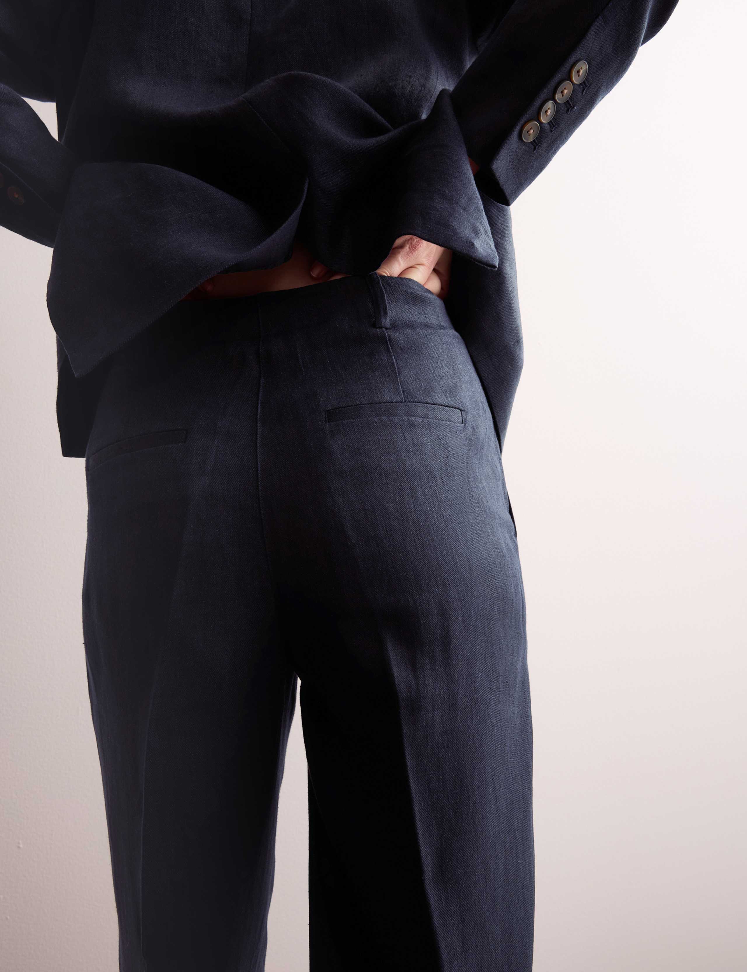 Pure Linen Pleat Front Tapered Trousers 7 of 8