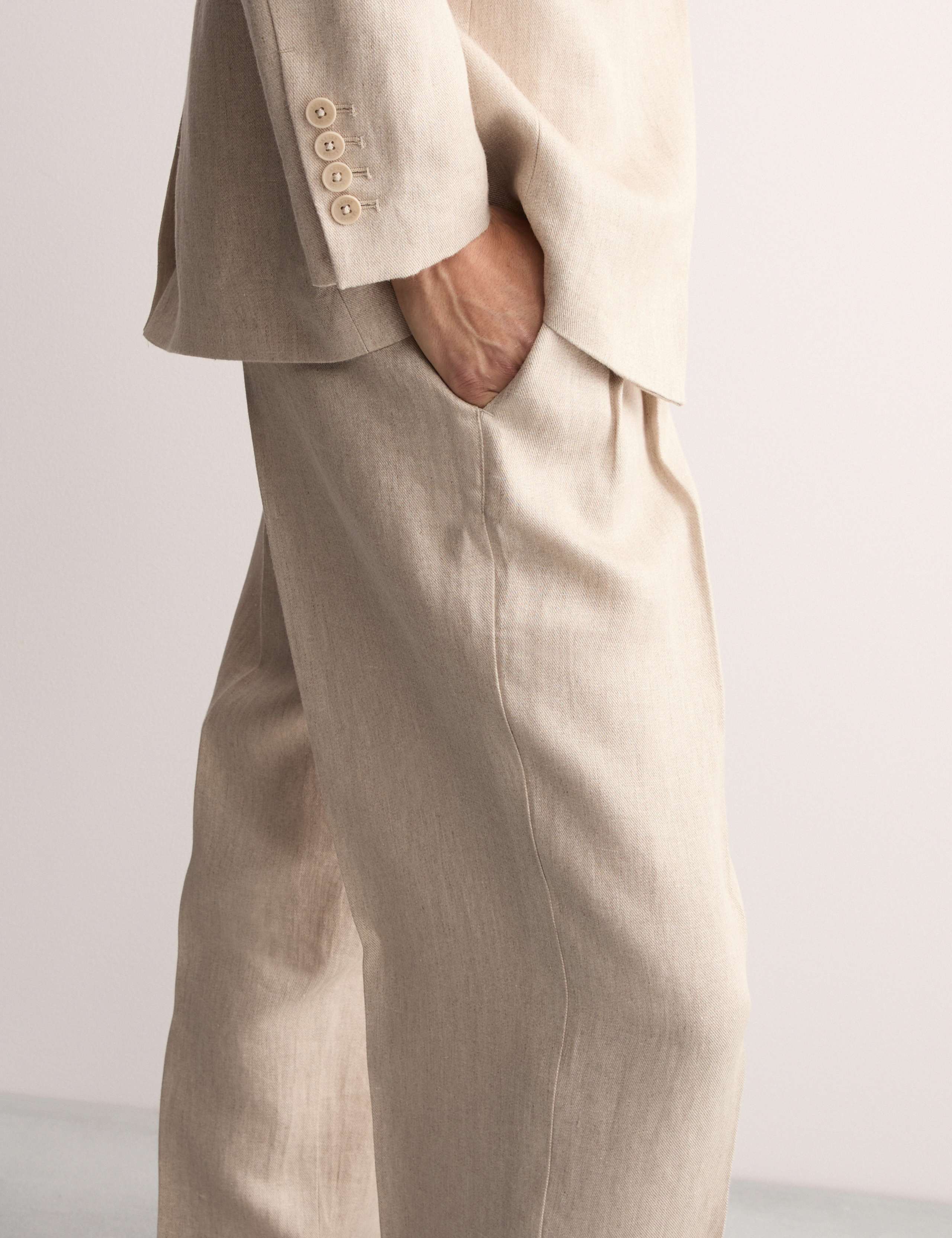 Pure Linen Pleat Front Tapered Trousers 3 of 7