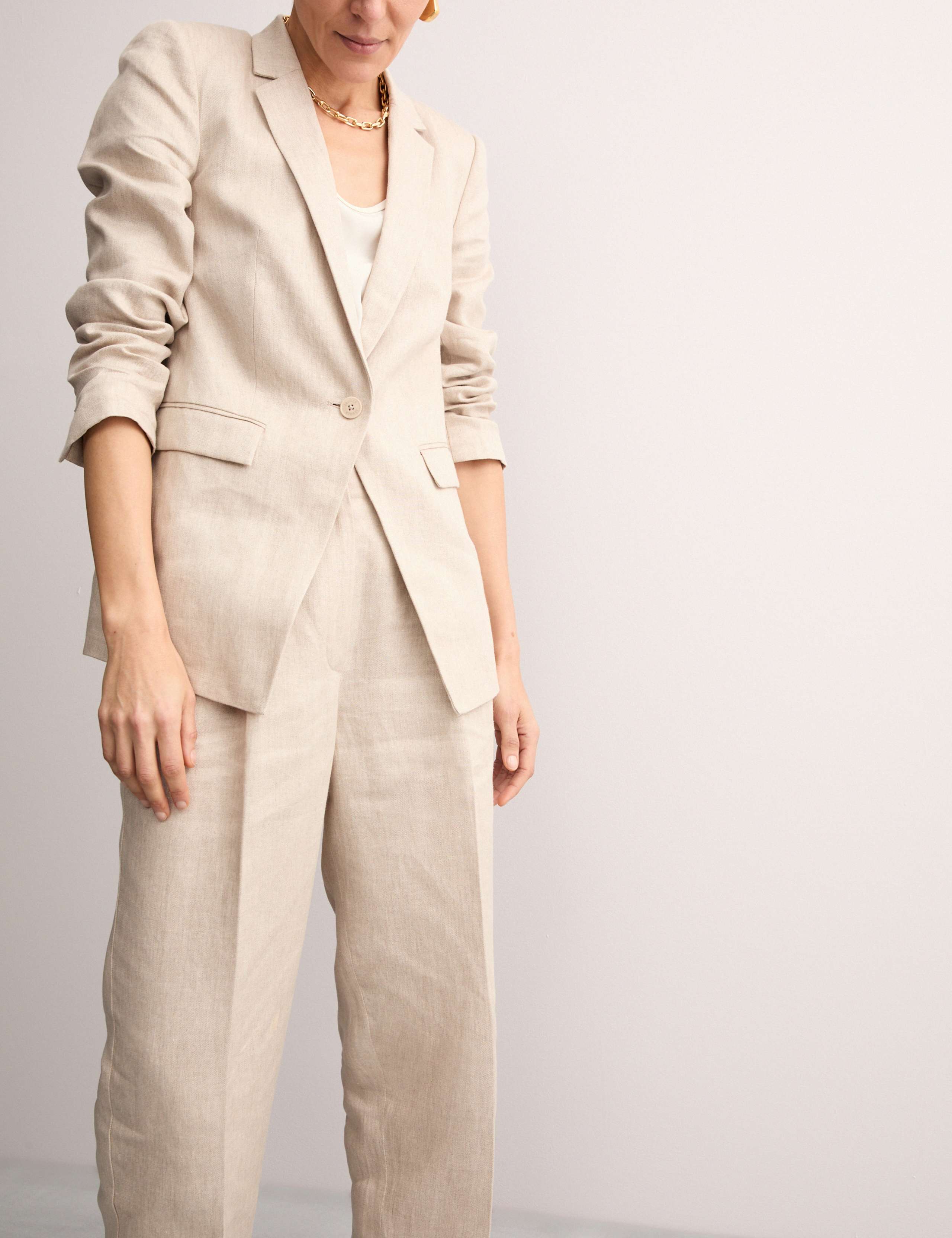 Pure Linen Pleat Front Tapered Trousers 5 of 7