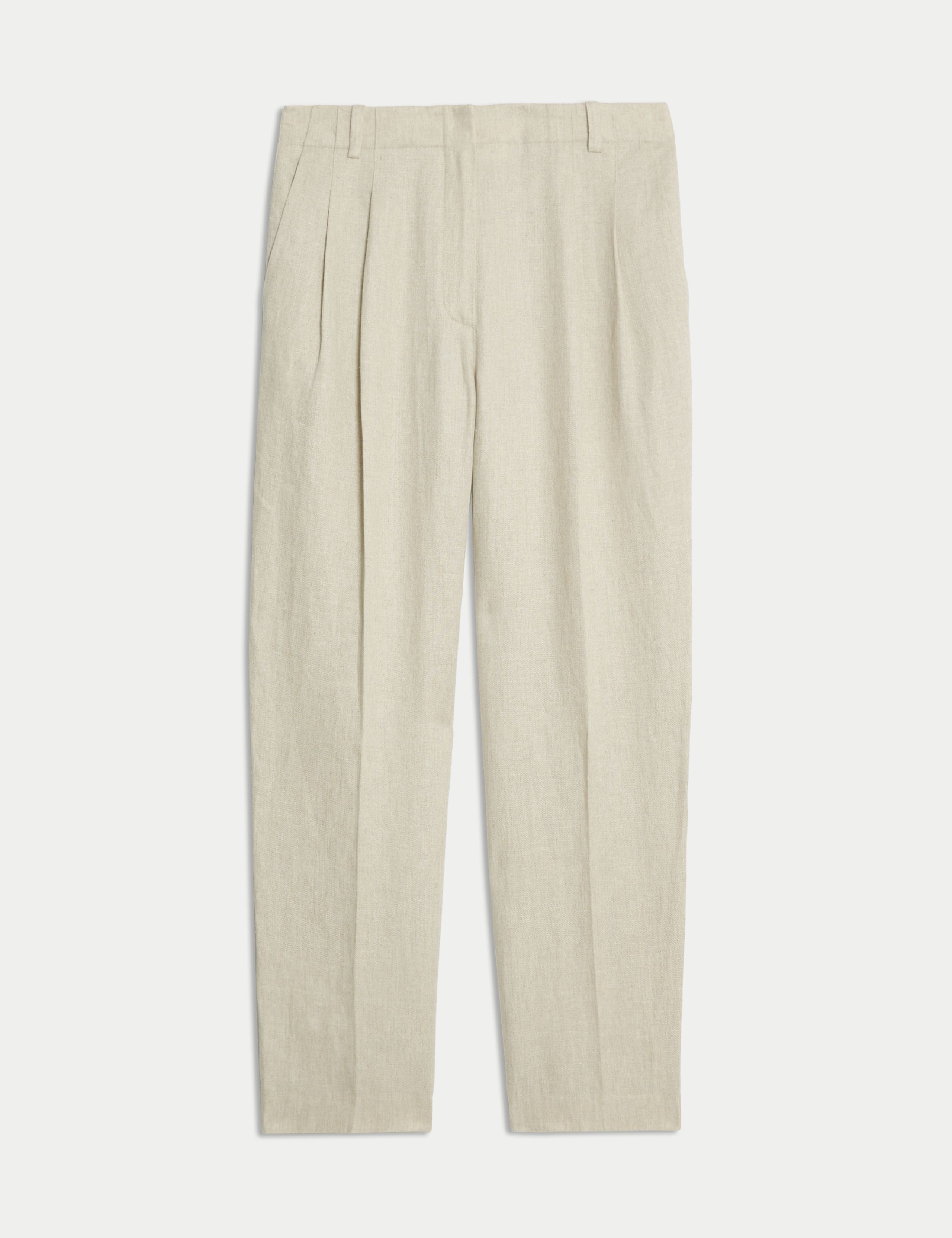 Pure Linen Pleat Front Tapered Trousers 2 of 7