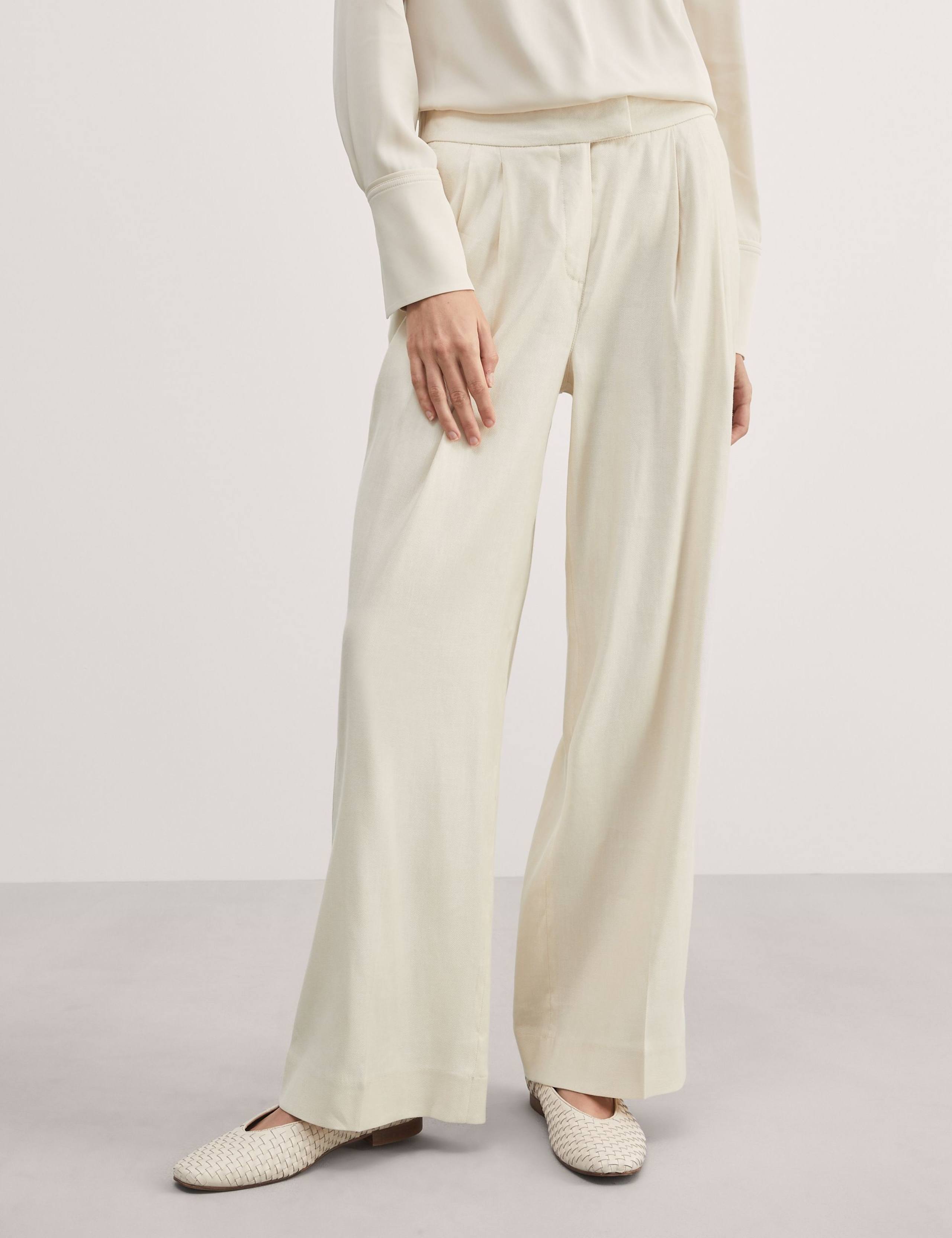 Linen Blend Pleat Front Wide Leg Trousers 2 of 5