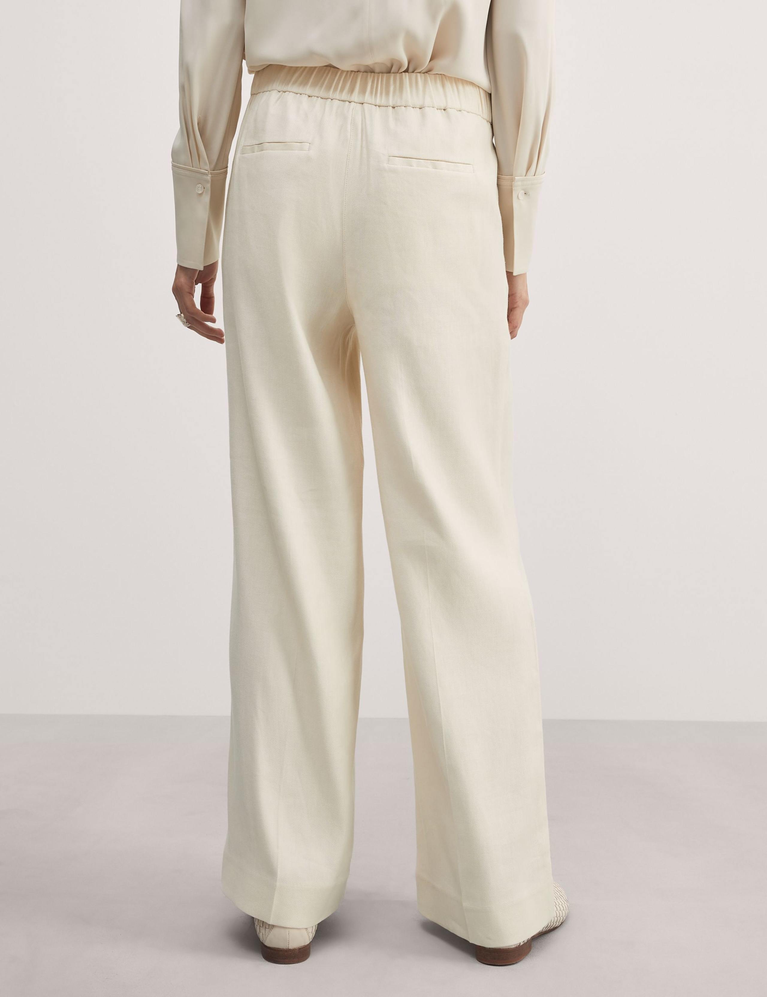 Linen Blend Pleat Front Wide Leg Trousers 4 of 5