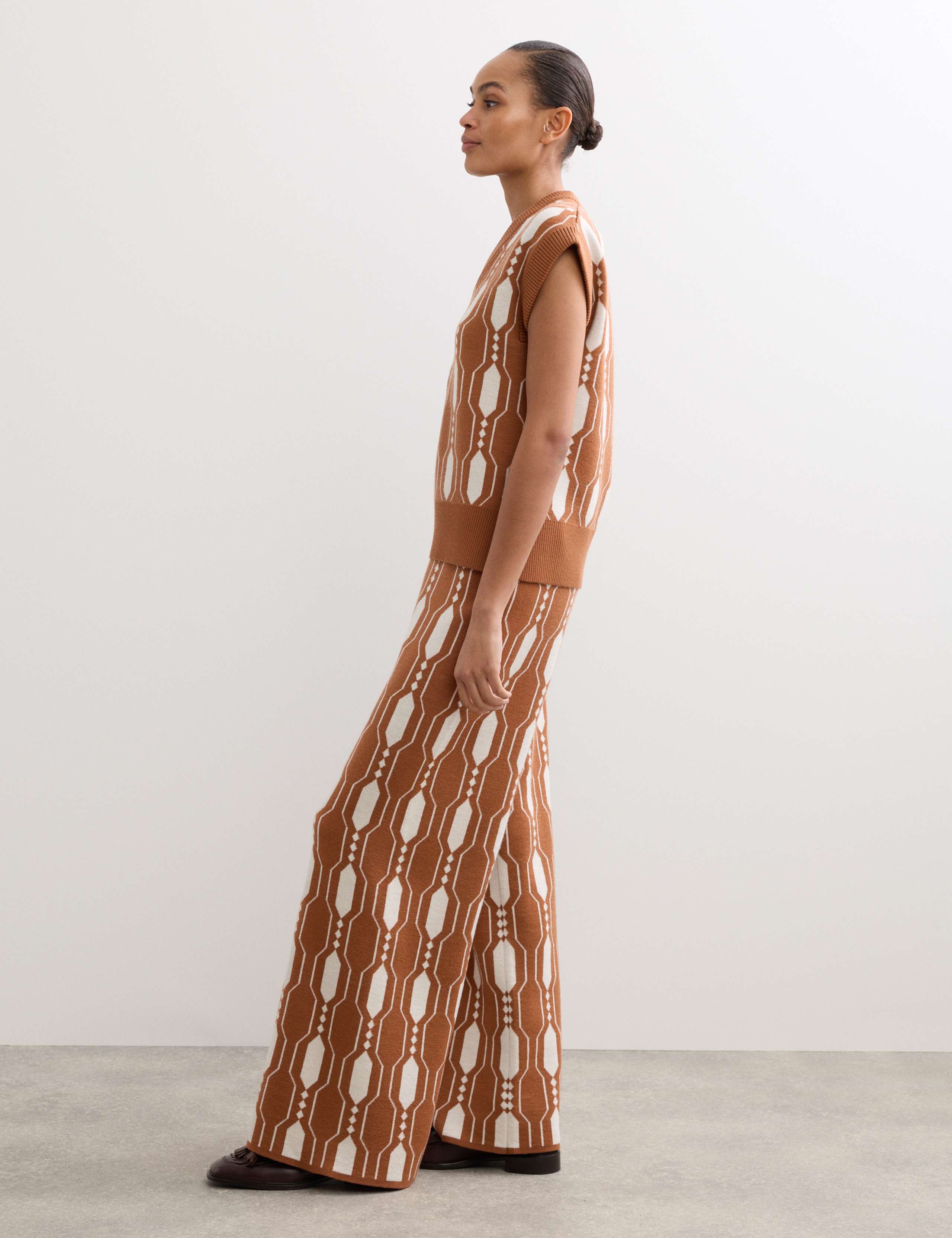 Pure Merino Wool Jacquard Knitted Trousers 5 of 7