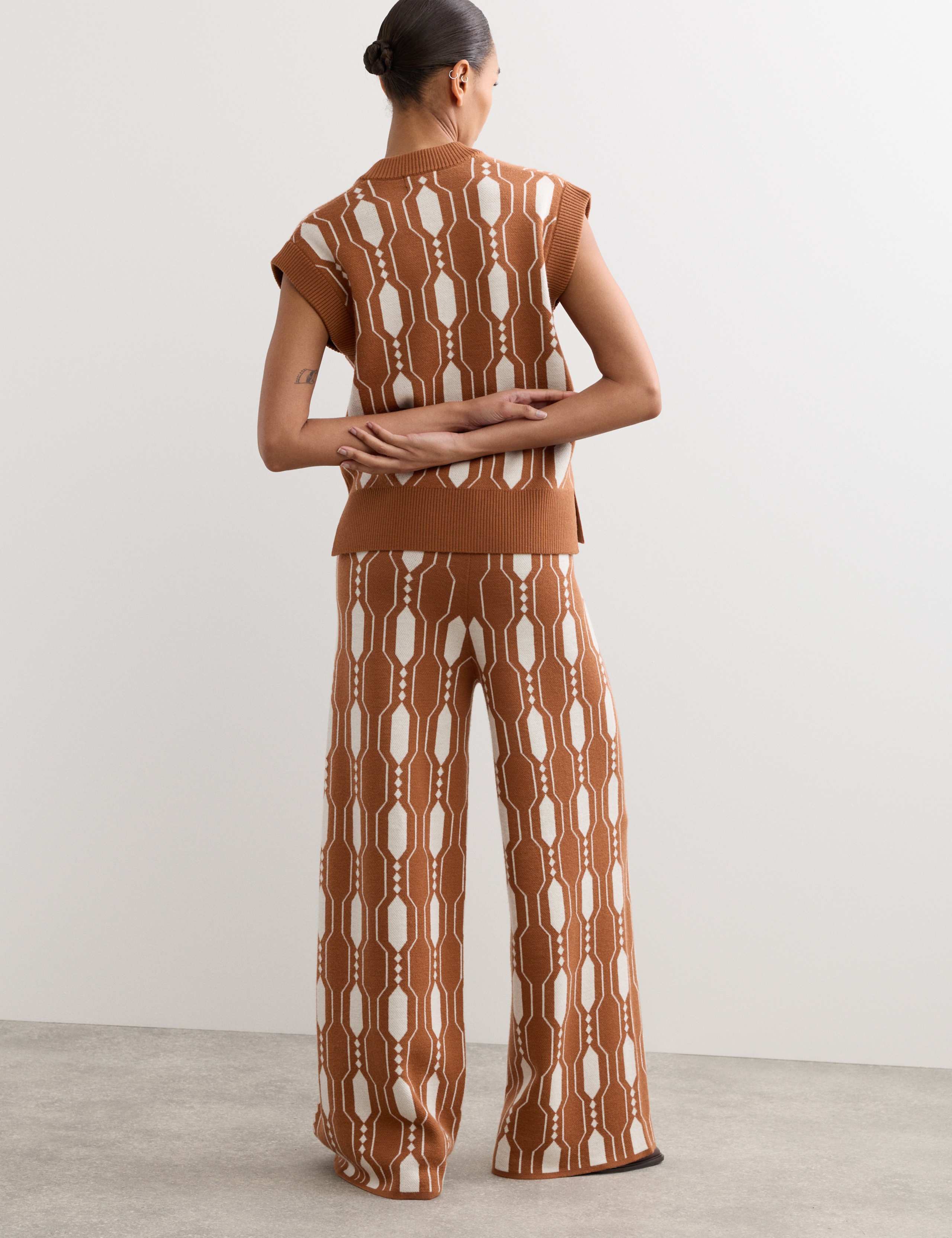 Pure Merino Wool Jacquard Knitted Trousers 6 of 7