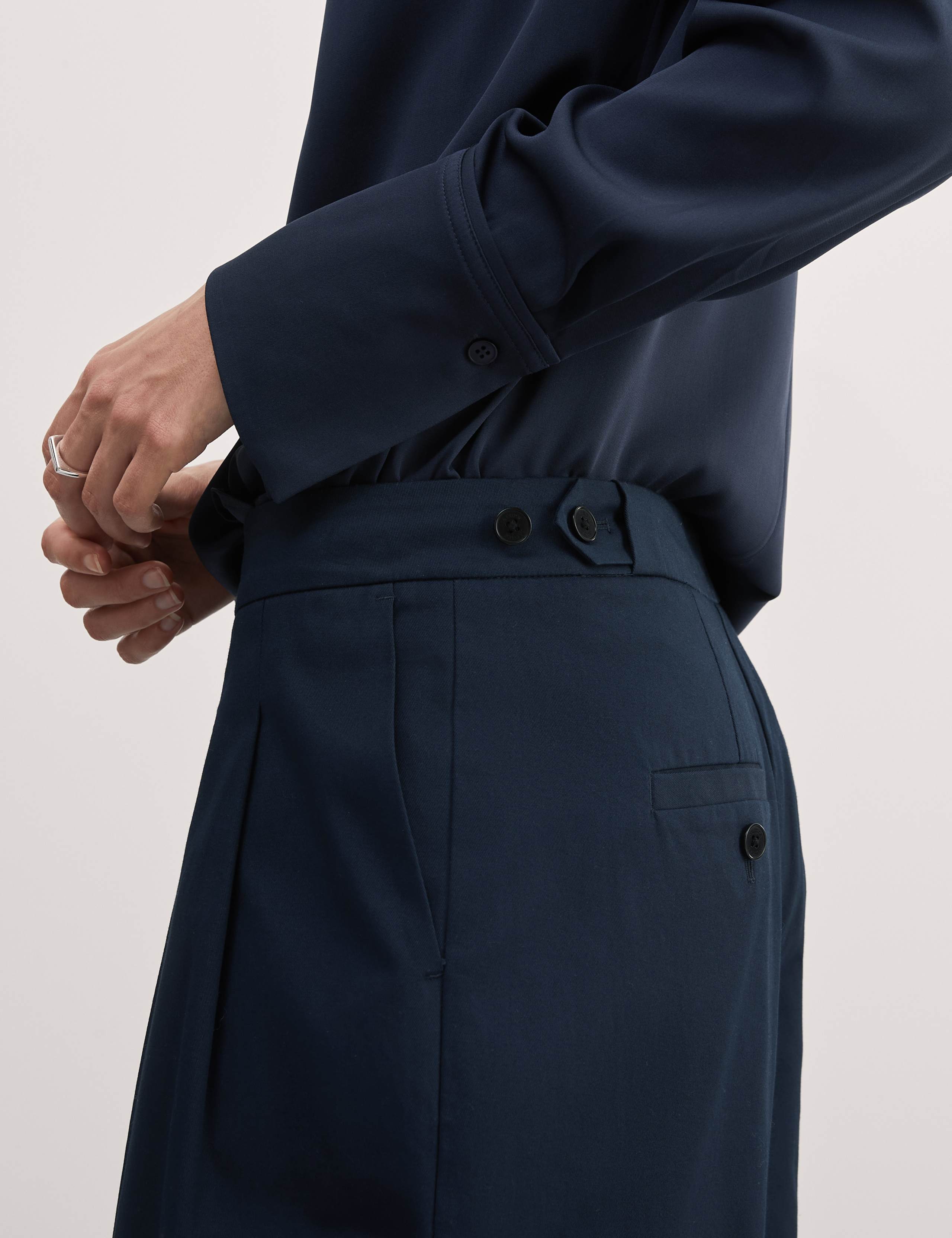 Cotton Rich Pleat Front Wide Leg Chinos 4 of 6