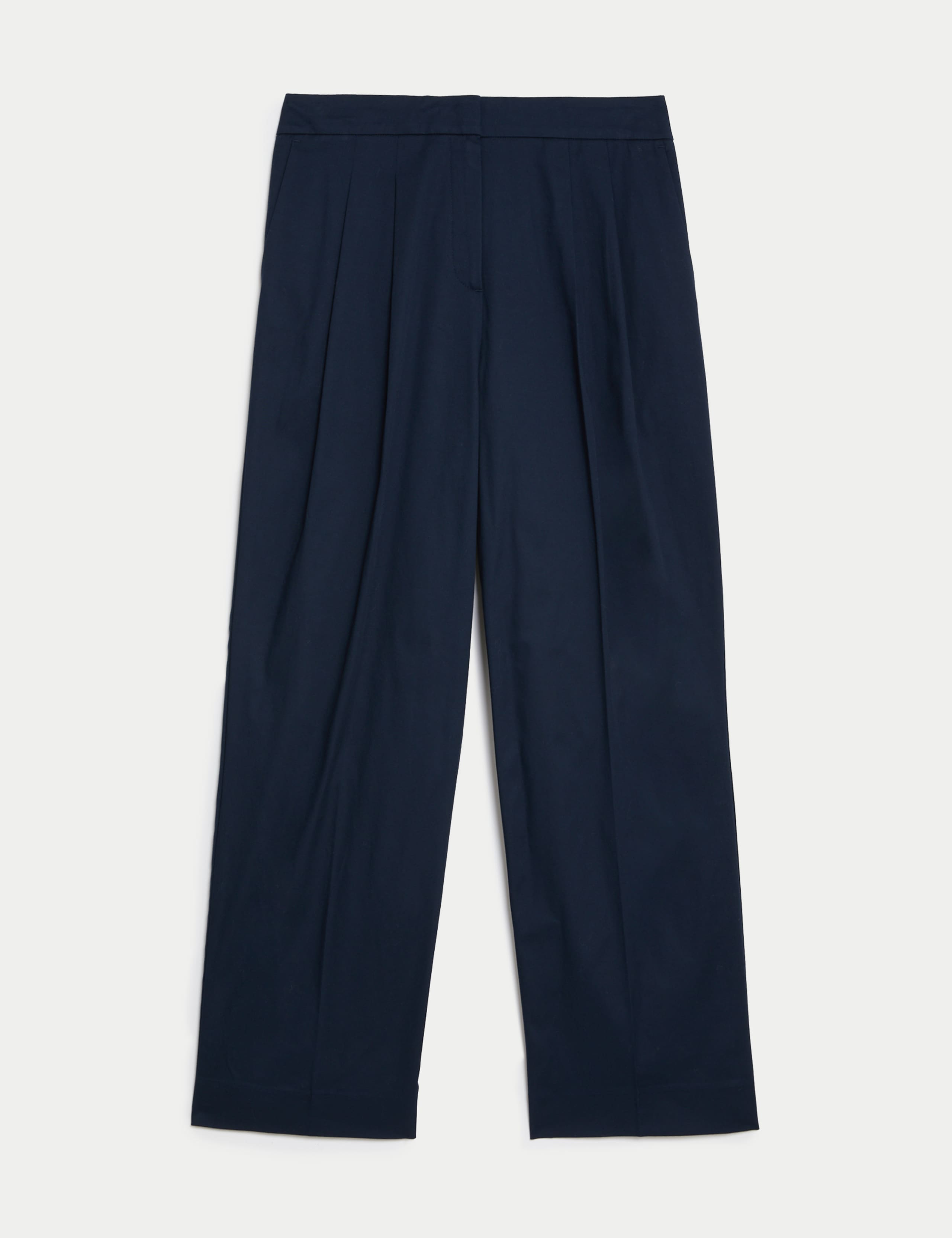 Cotton Rich Pleat Front Wide Leg Chinos 2 of 6