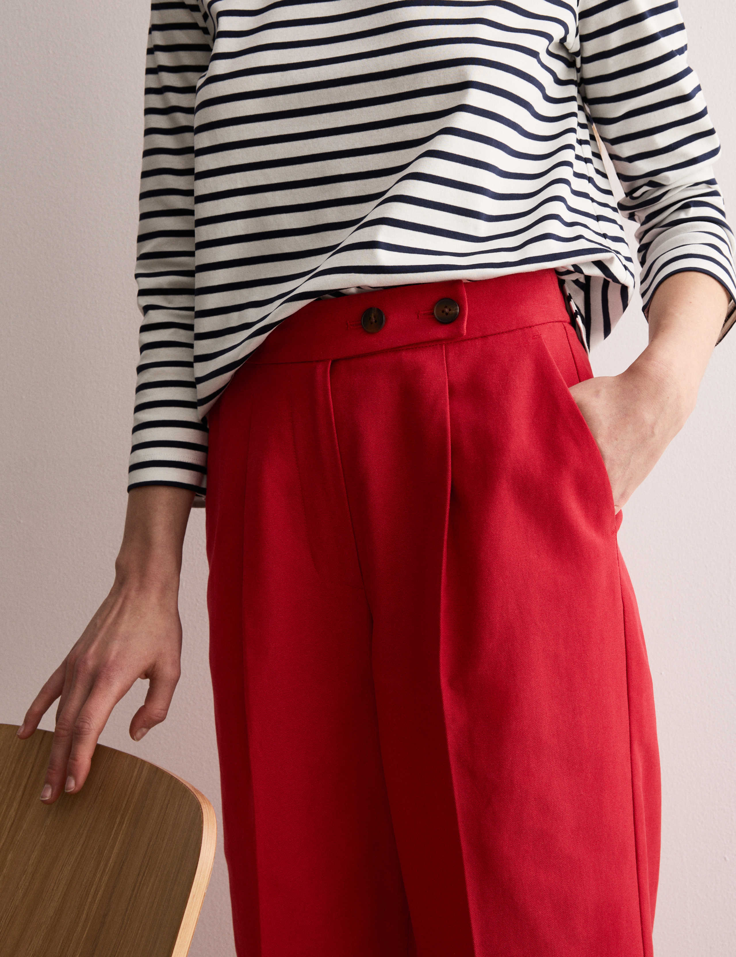 Cotton Blend Wide Leg Trousers 3 of 6