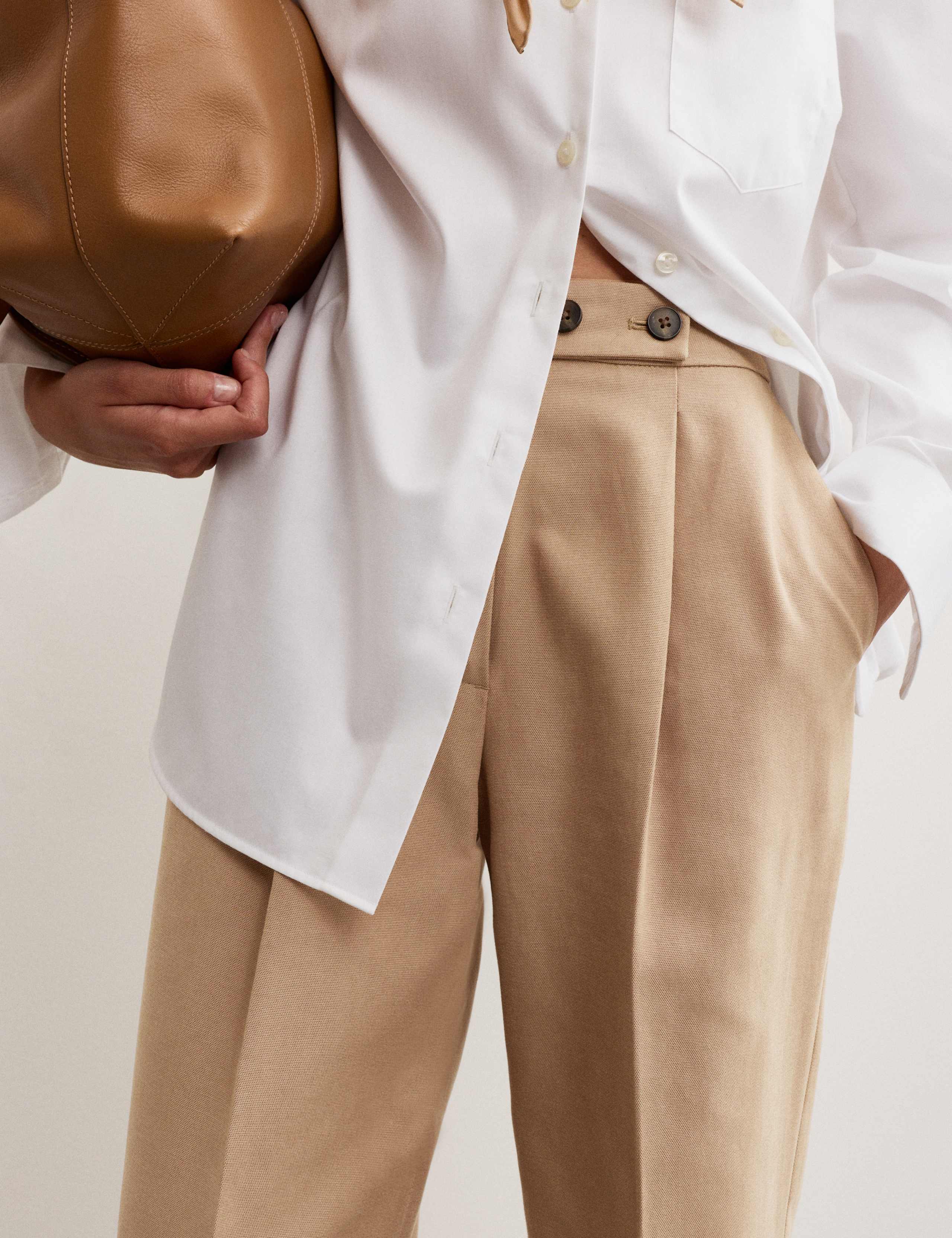 Cotton Blend Wide Leg Trousers 4 of 7
