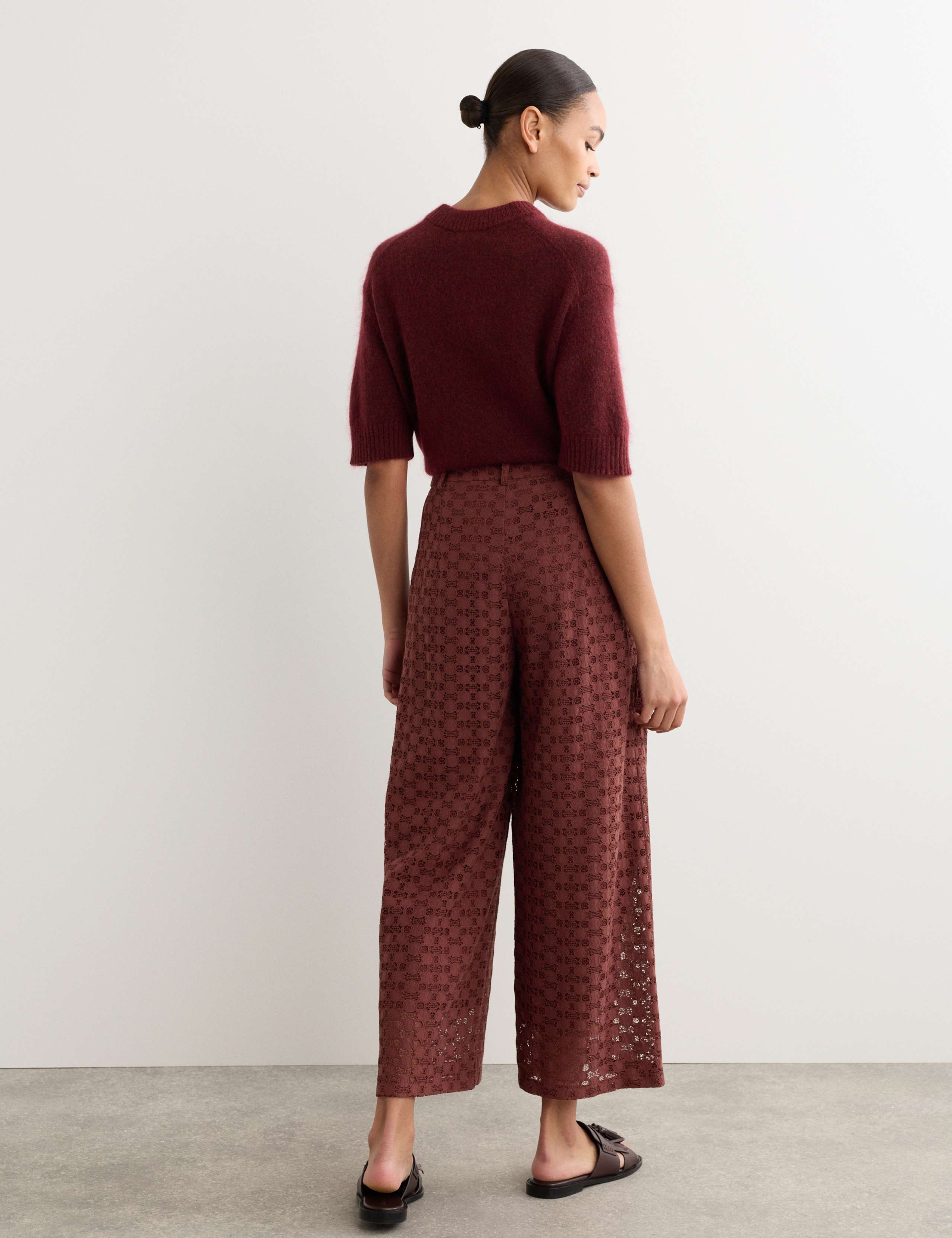 Cotton Blend Lace Straight Leg Trousers 5 of 7