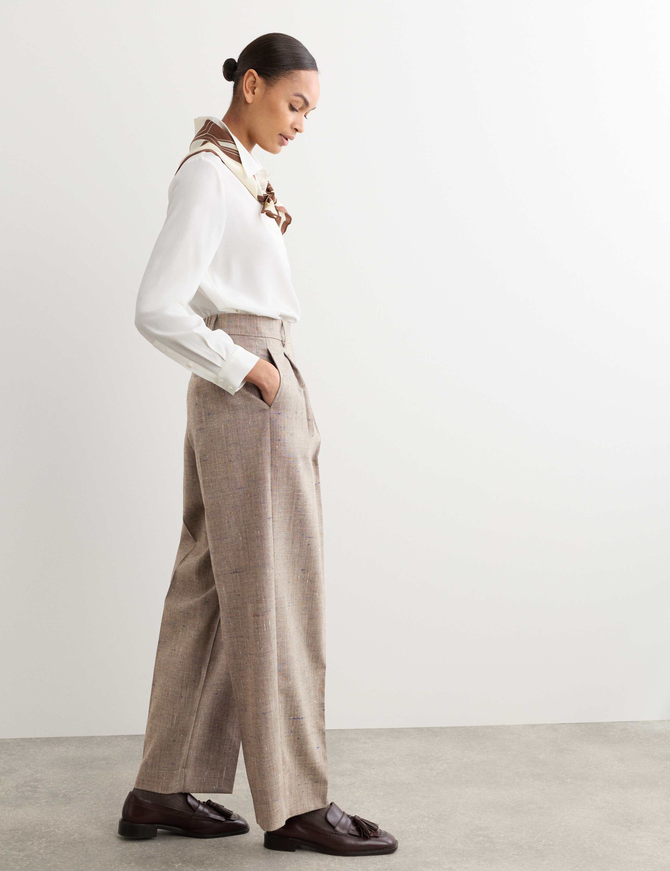 Wool Rich High Waisted Straight Leg Trousers 4 of 6