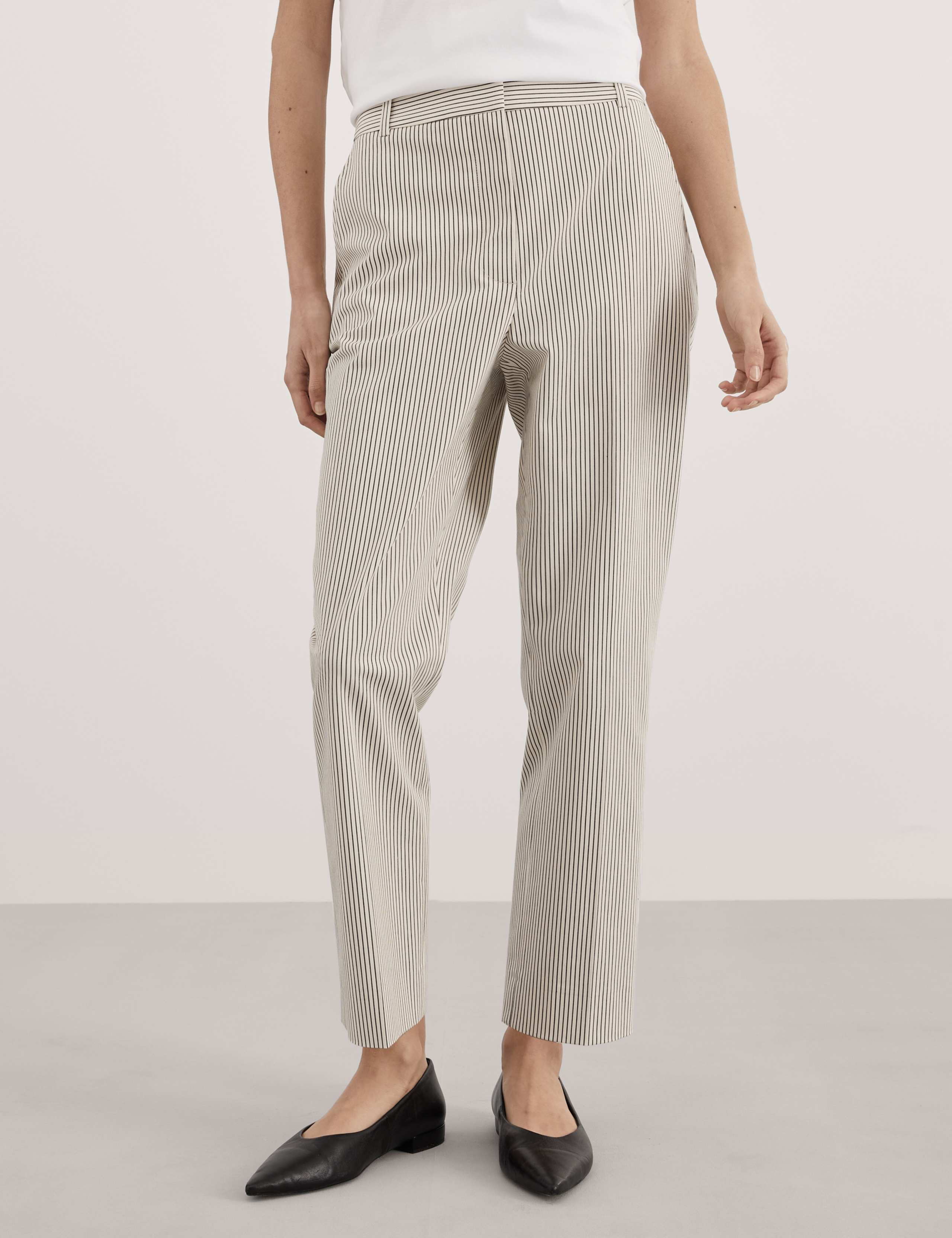 Cotton Rich Striped Tapered Trousers 4 of 5