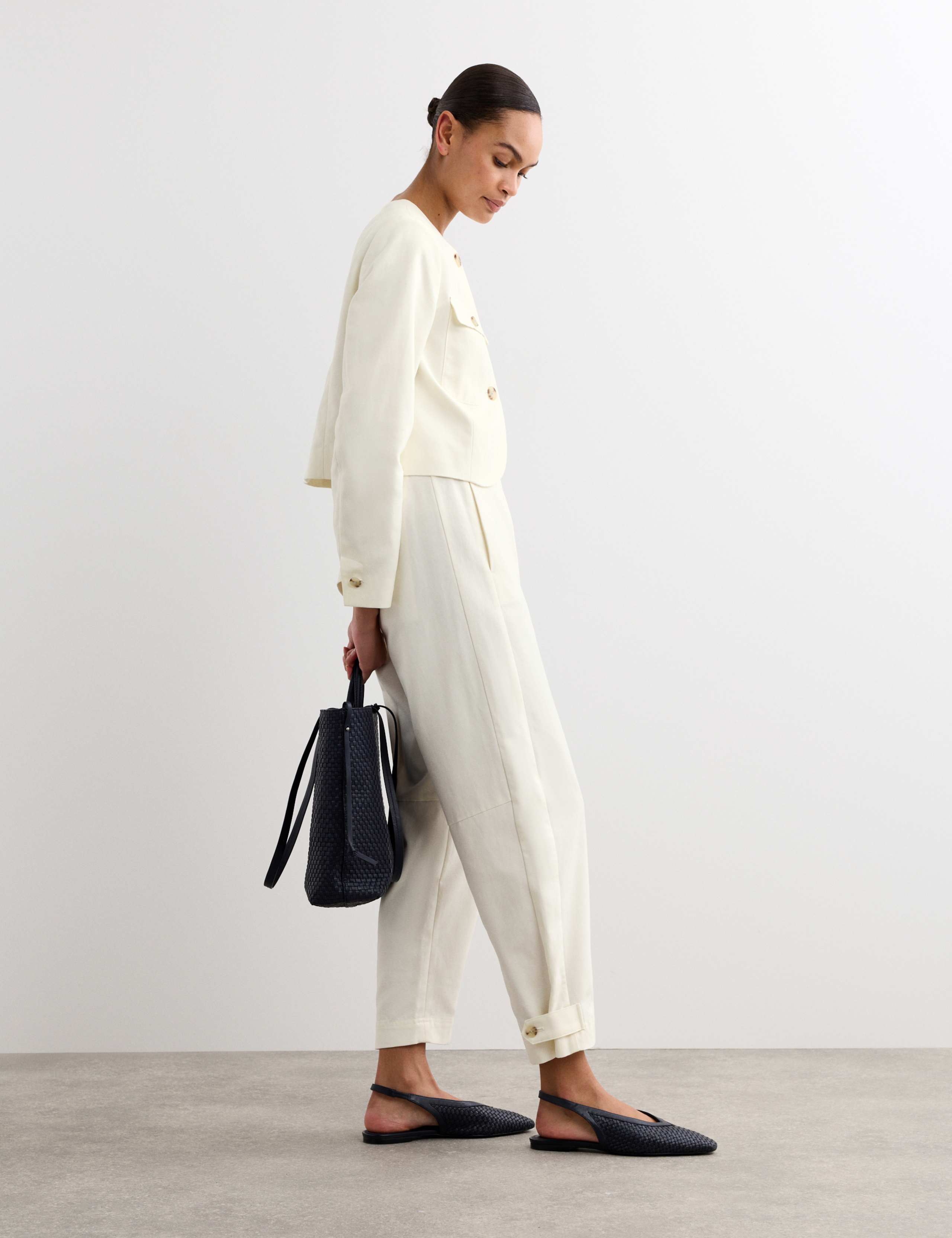 Cotton Rich Barrel Leg Trousers 6 of 7