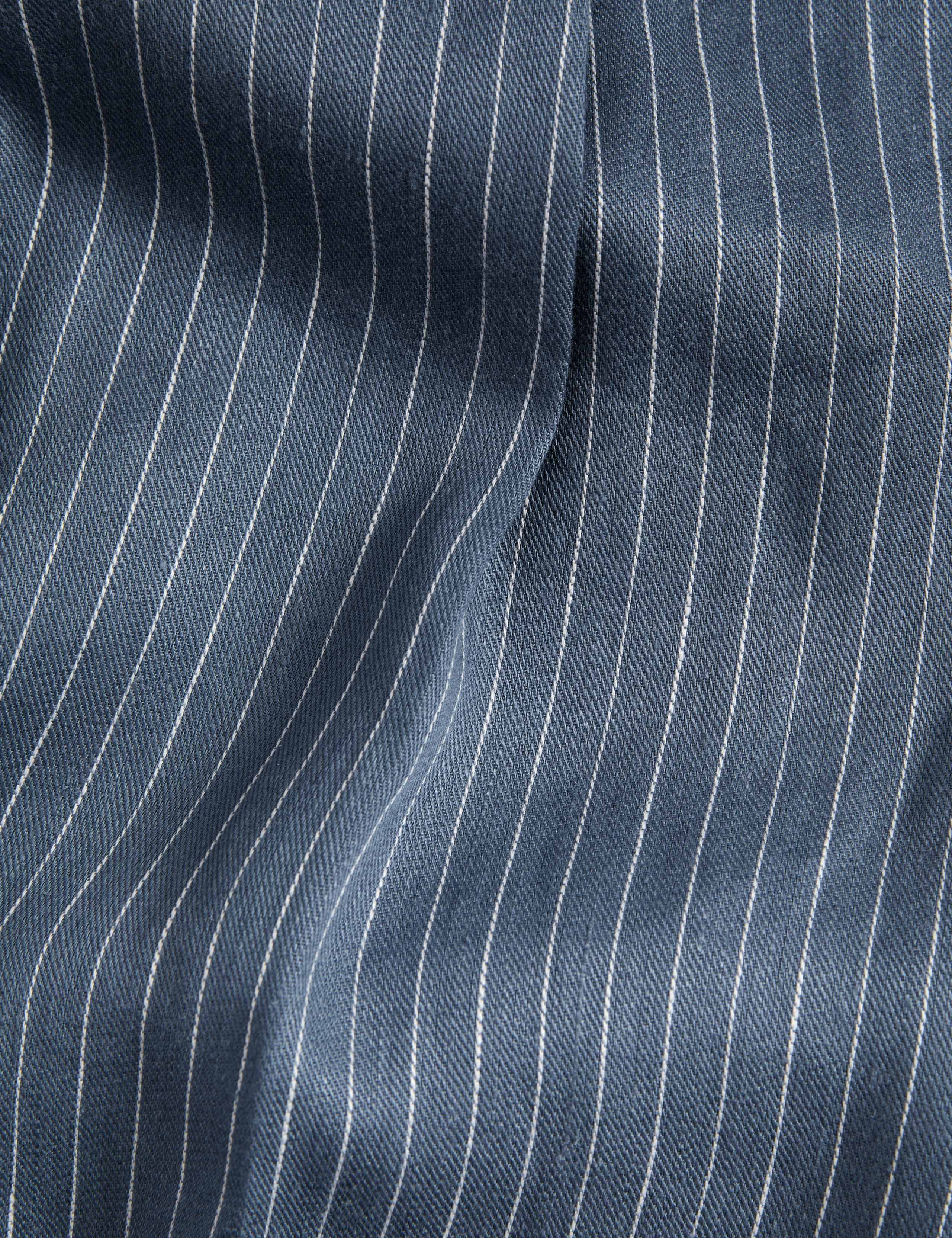 Pure Linen Pinstripe Belted Tapered Trousers 6 of 9
