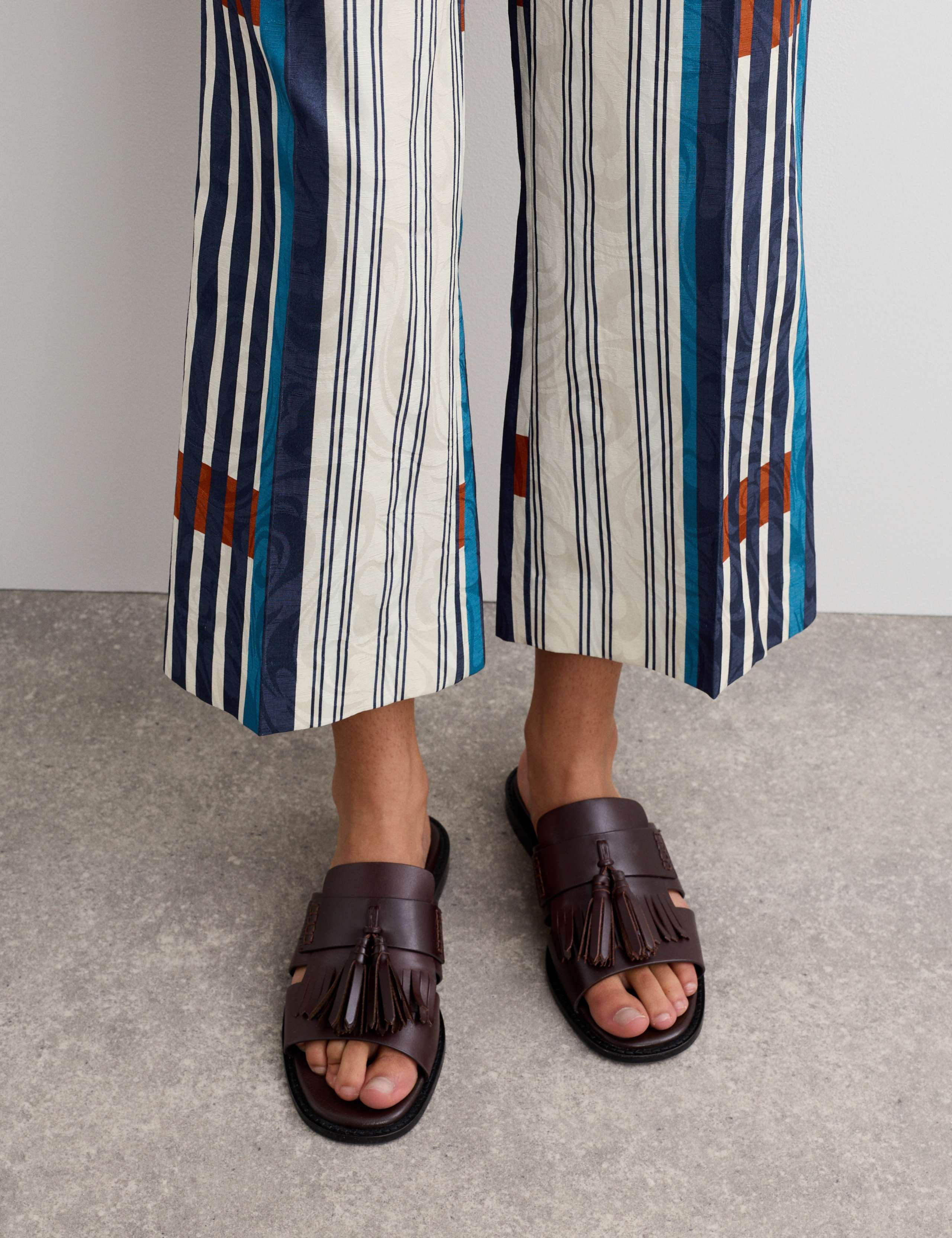 Cotton Blend Jacquard Straight Leg Trousers 5 of 7