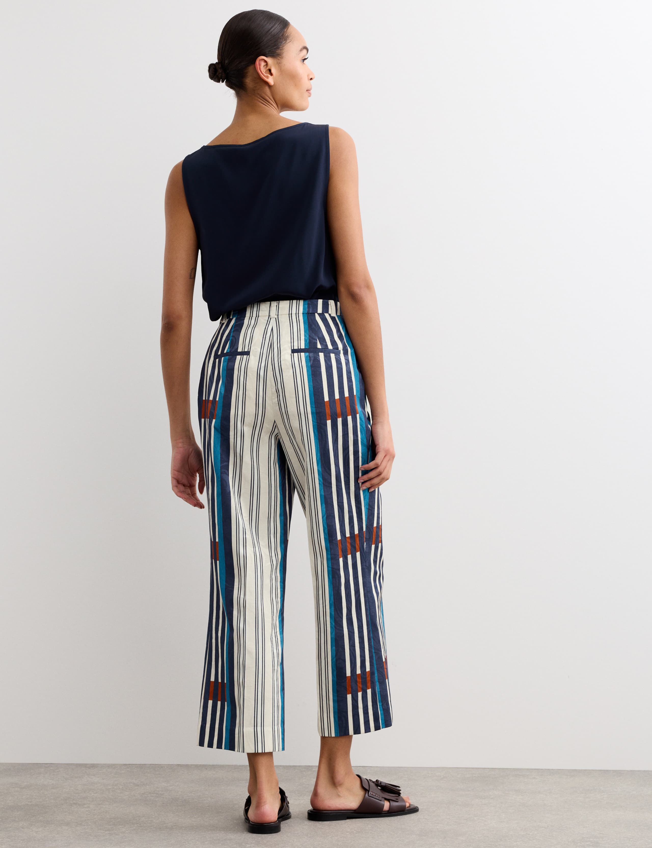 Cotton Blend Jacquard Straight Leg Trousers 7 of 7