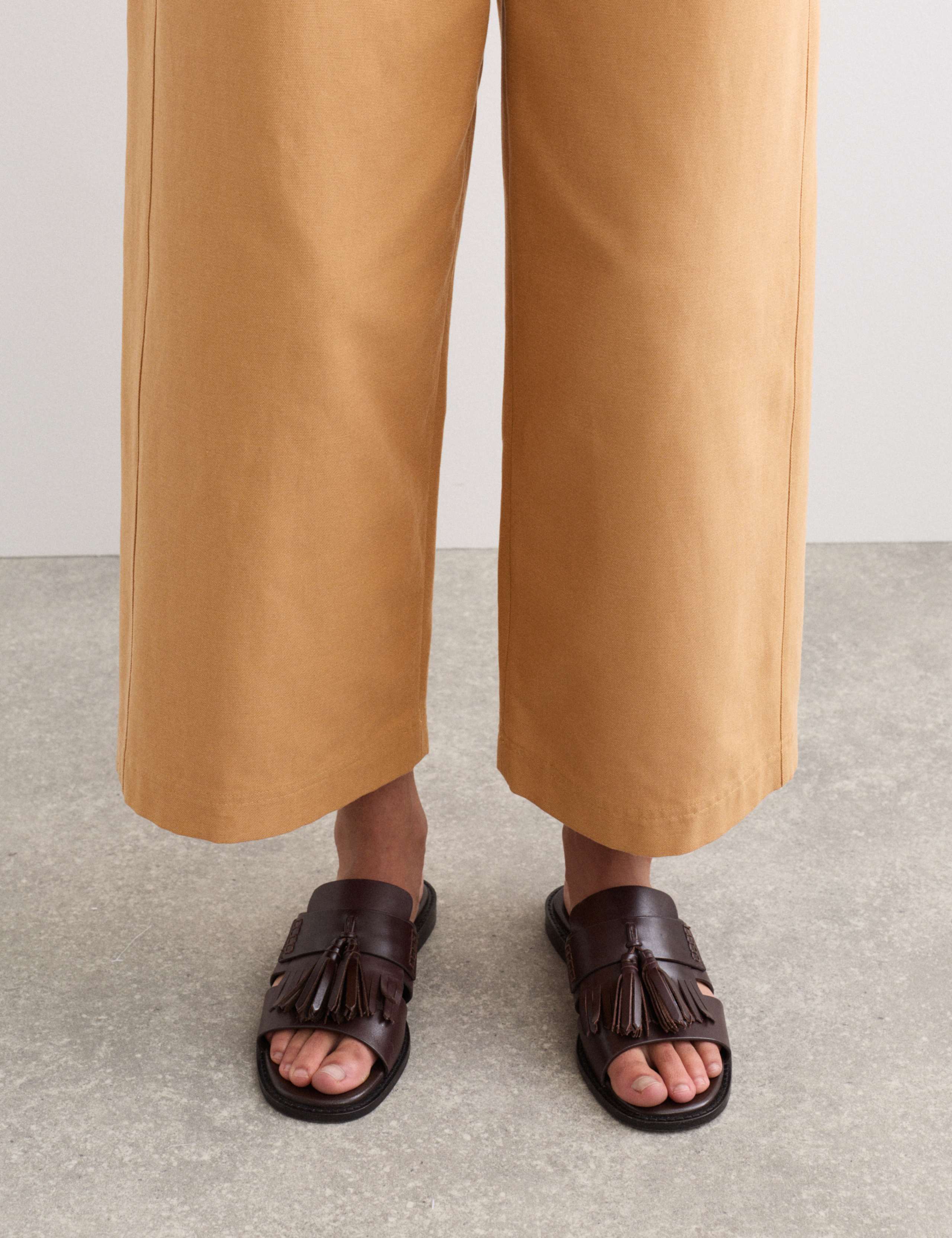 Cotton Blend Wide Leg Trousers 3 of 6