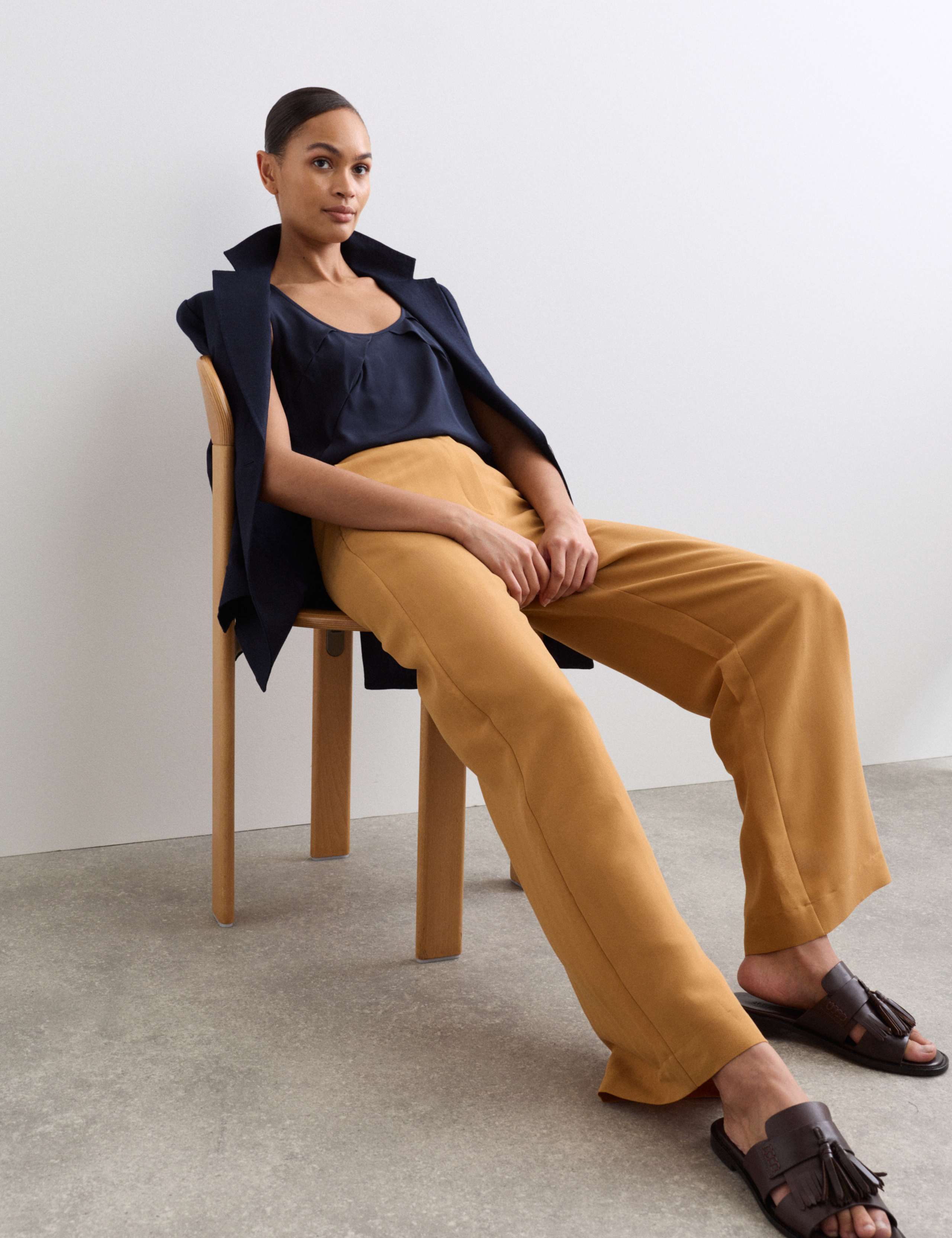 Herringbone Wide Leg Trousers 3 of 5