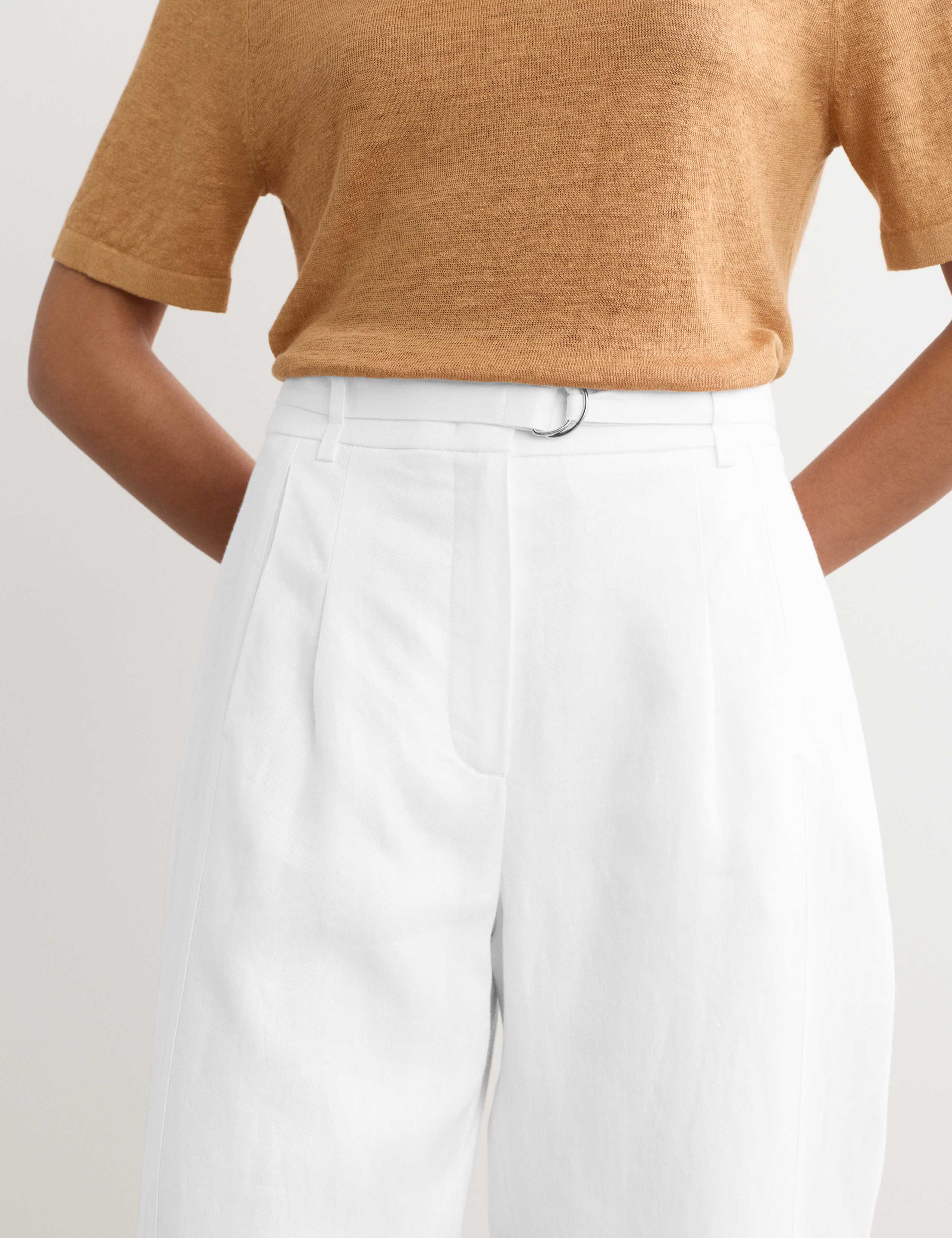 Pure Linen Barrel Leg Trousers 3 of 6