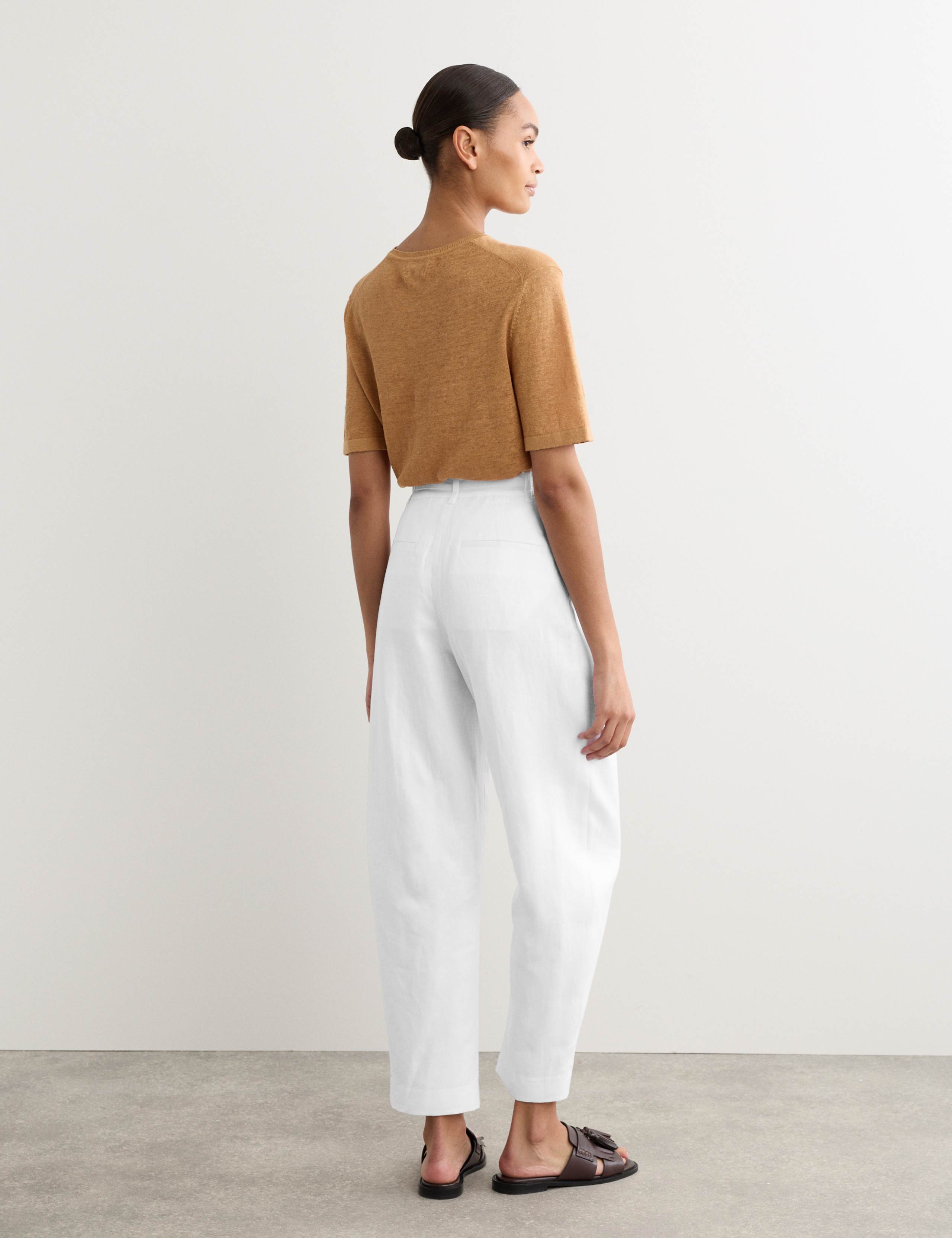 Pure Linen Barrel Leg Trousers 5 of 6