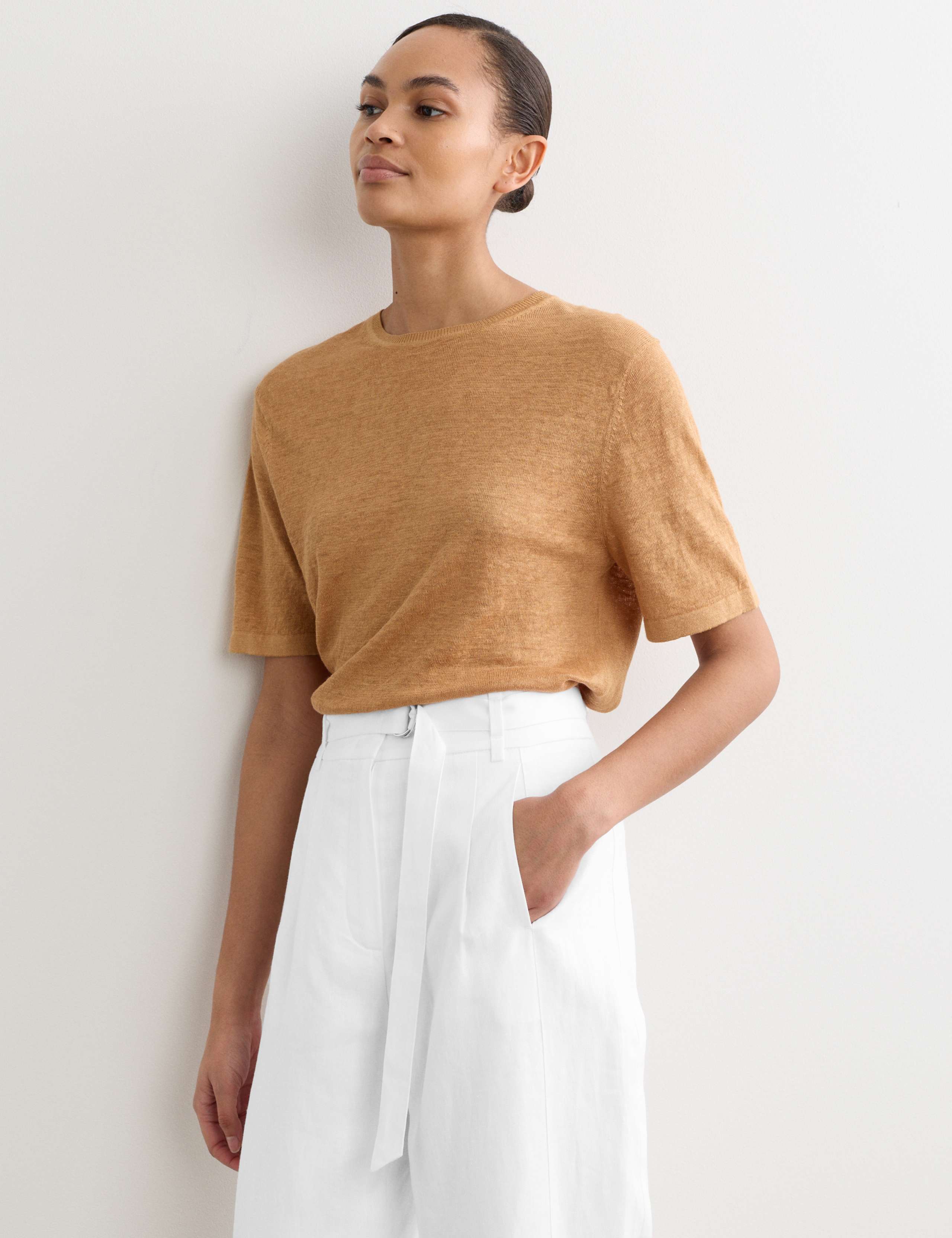 Pure Linen Barrel Leg Trousers 6 of 6