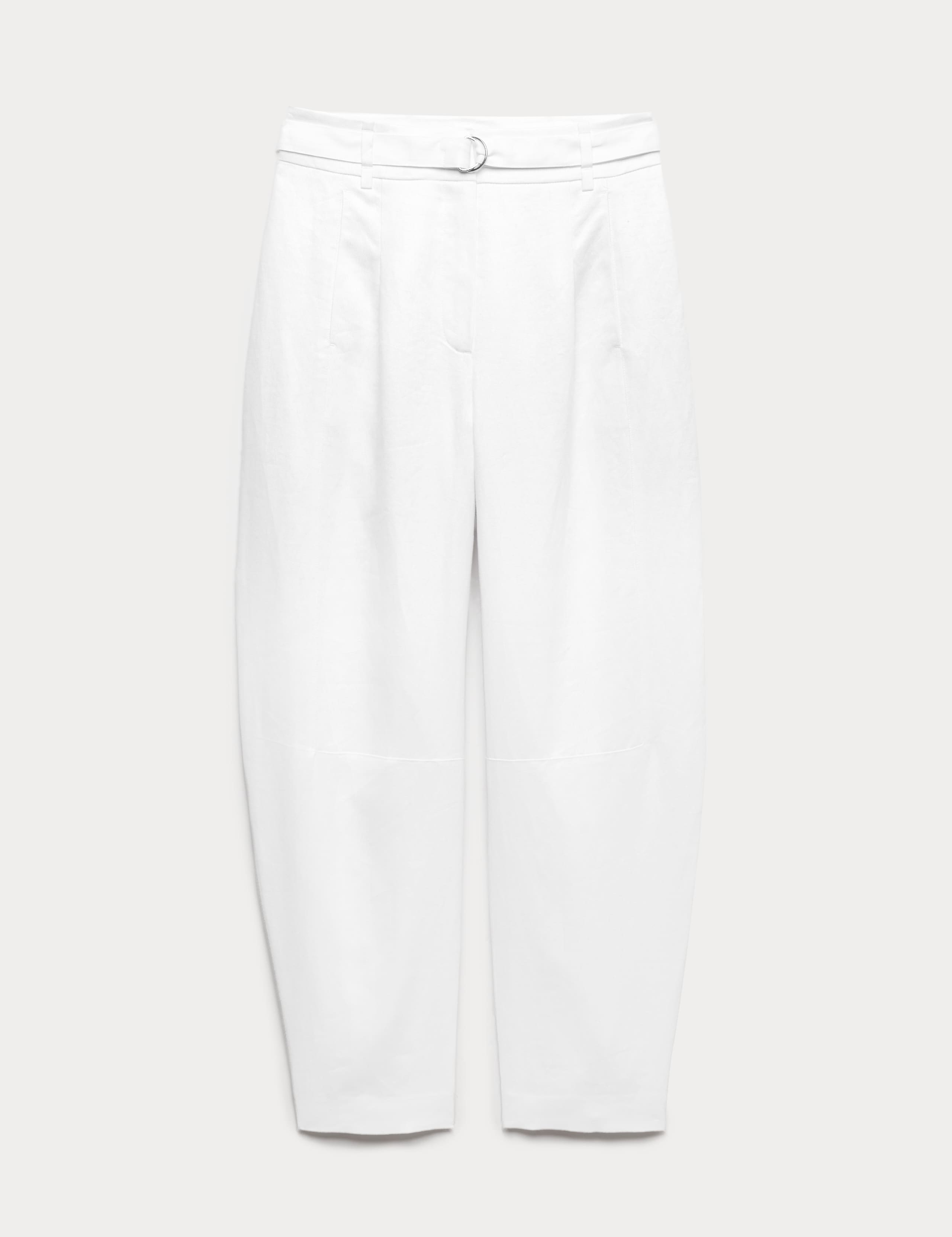 Pure Linen Barrel Leg Trousers 2 of 6