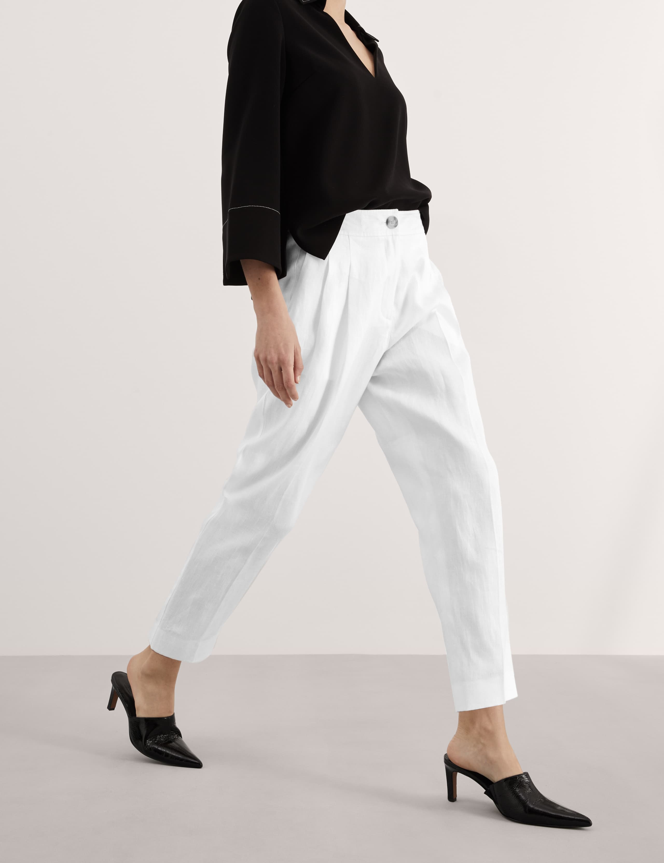 Pure Linen Tapered Ankle Grazer Trouser 3 of 6