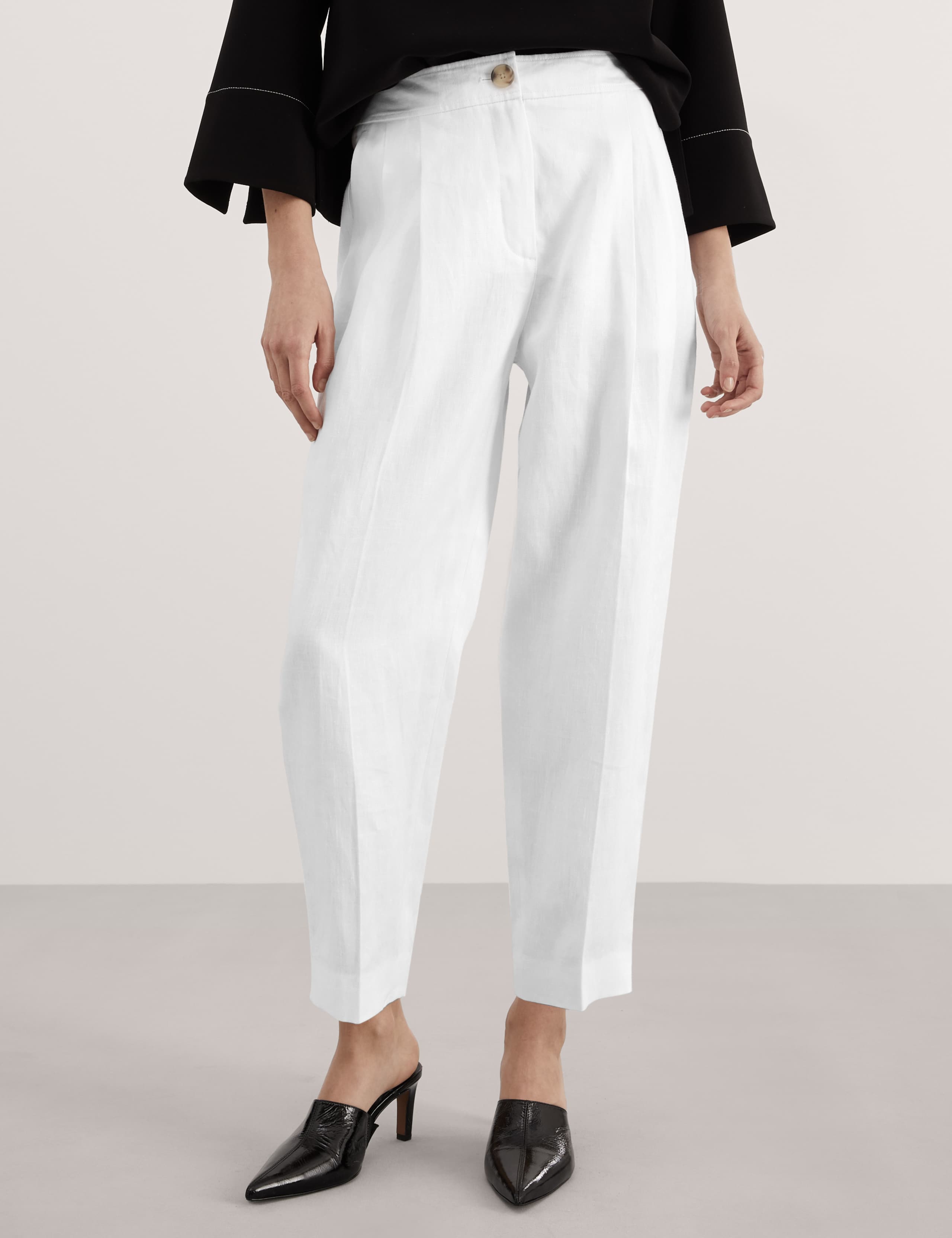 Pure Linen Tapered Ankle Grazer Trouser 5 of 6