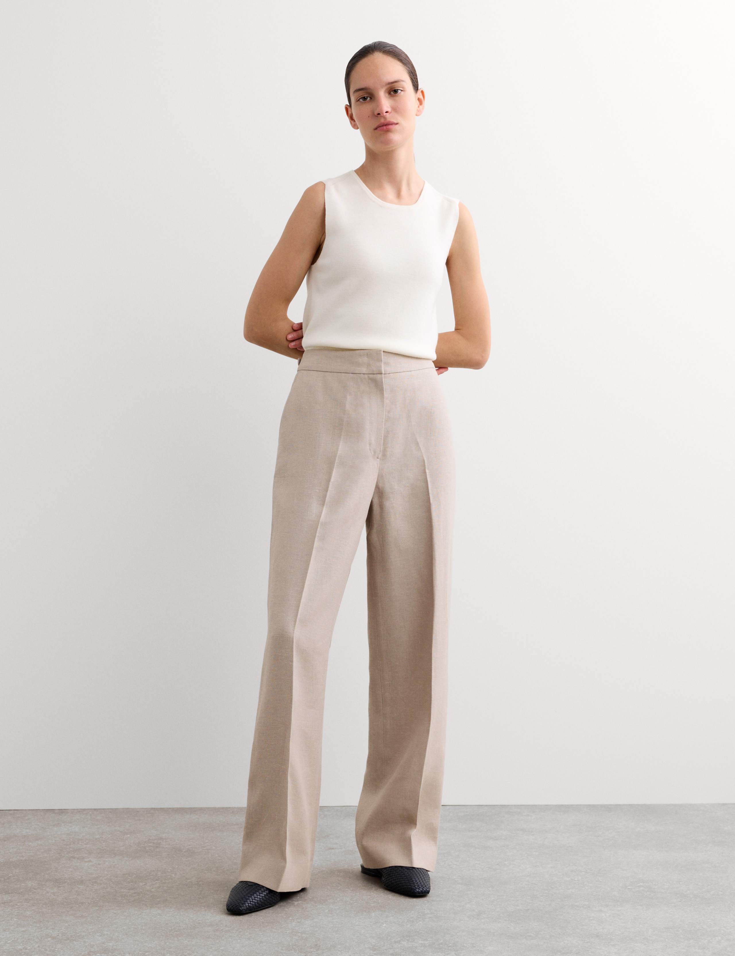 Pure Linen Straight Leg Trousers 4 of 7
