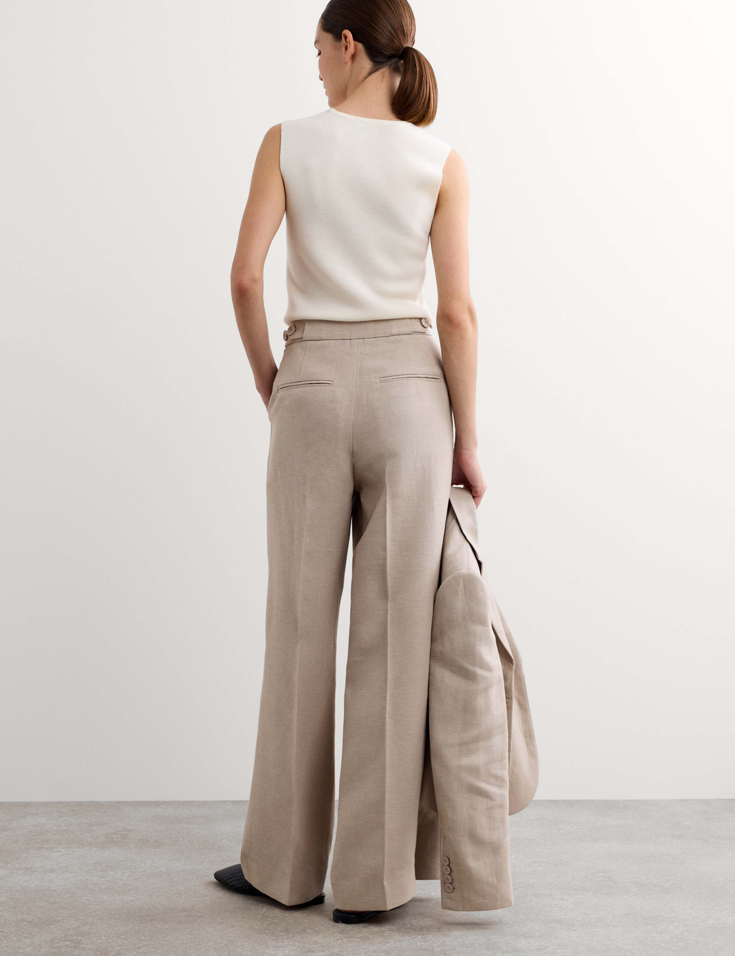 Pure Linen Pleat Front Straight Leg Trousers 7 of 7