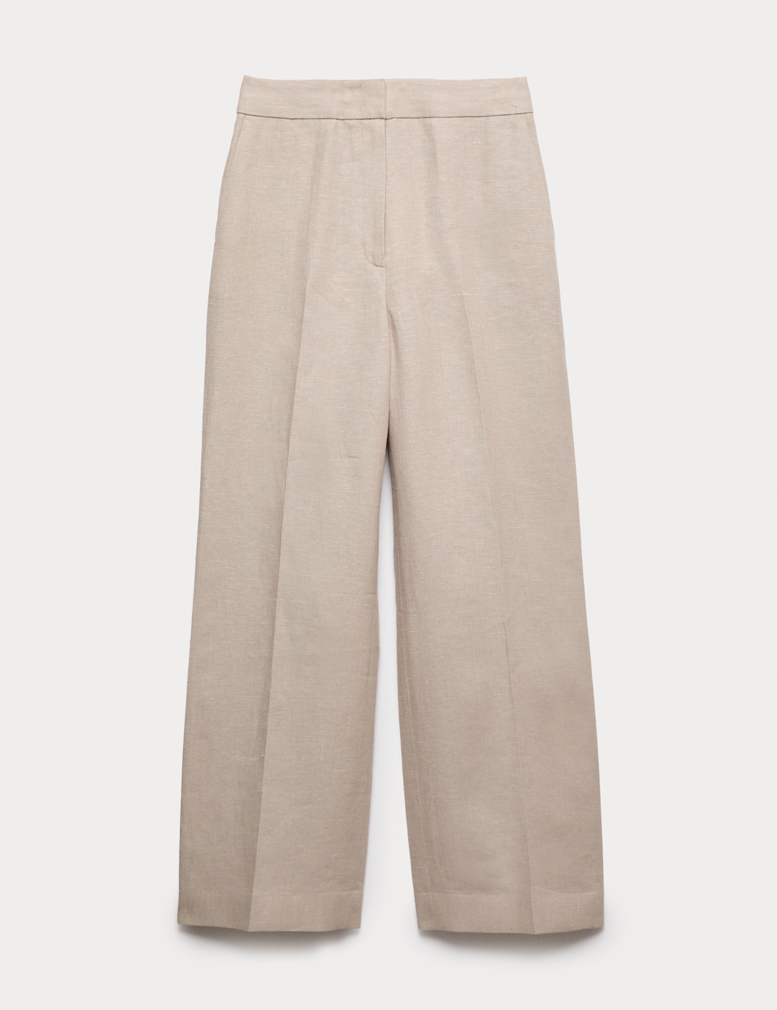 Pure Linen Pleat Front Straight Leg Trousers 2 of 7