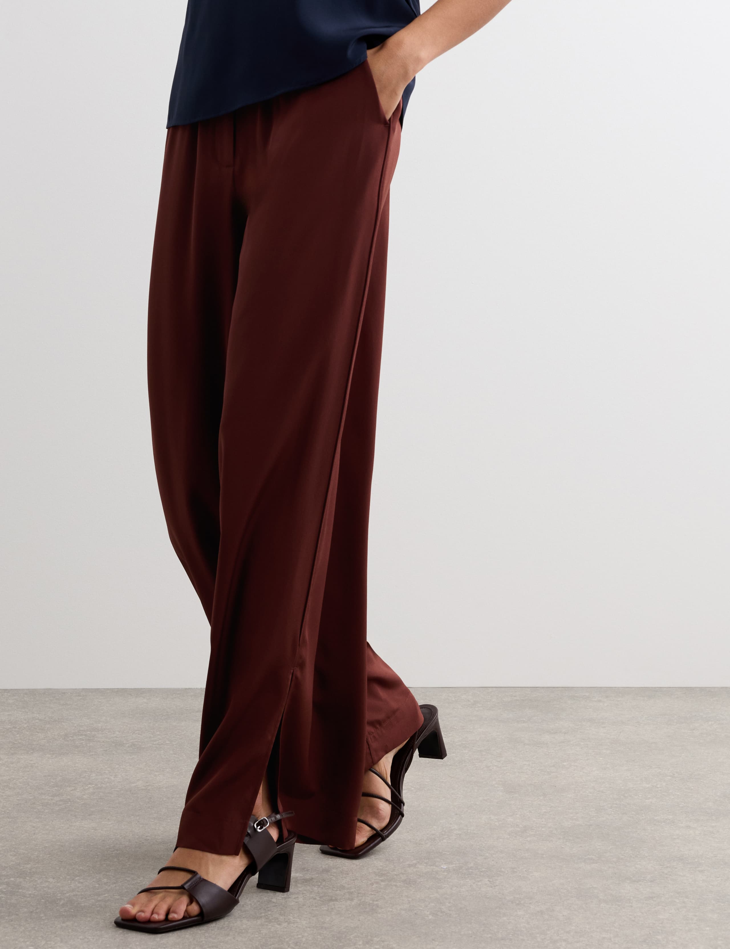 Pure Silk Wide Leg Trousers 3 of 8