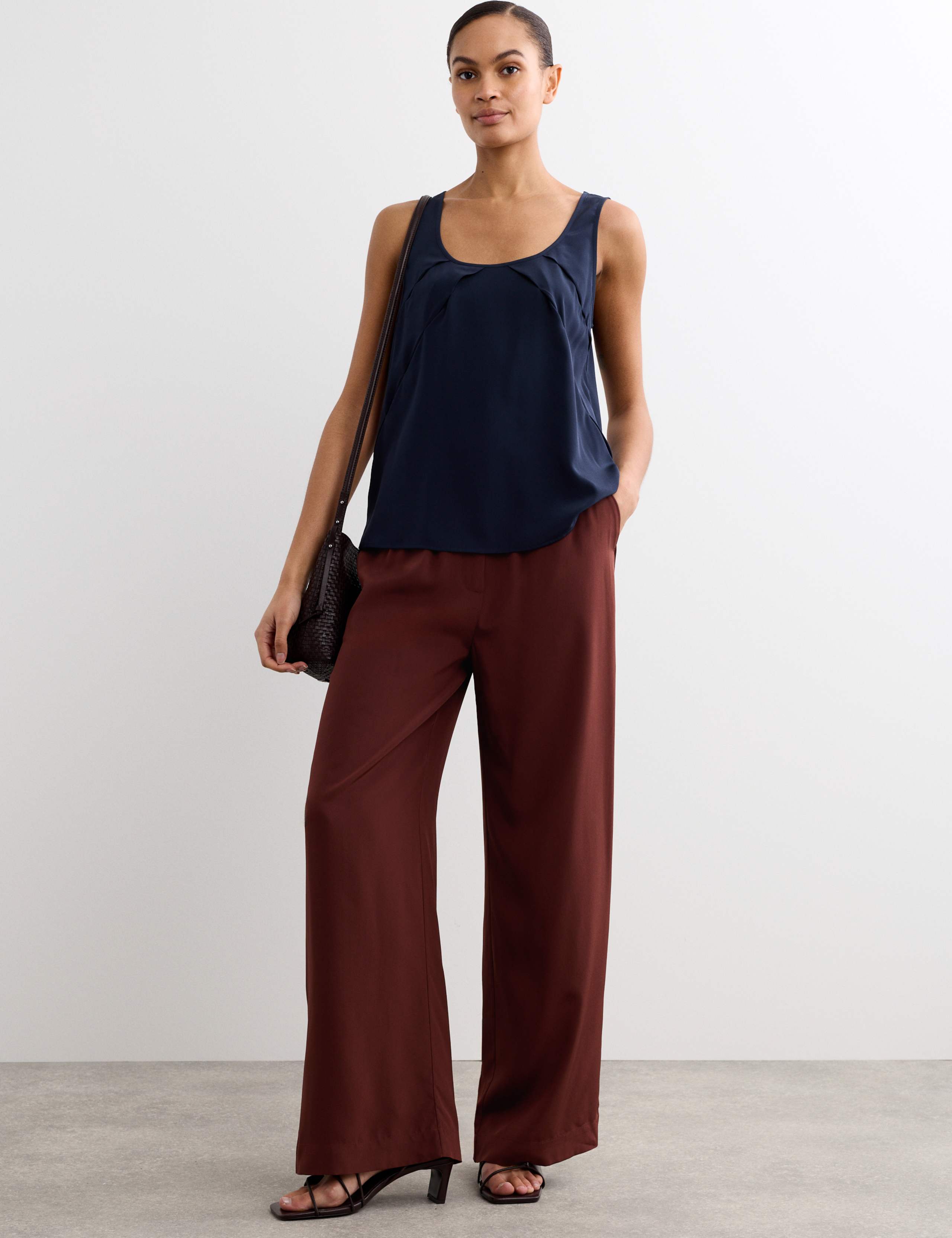 Pure Silk Wide Leg Trousers 4 of 8