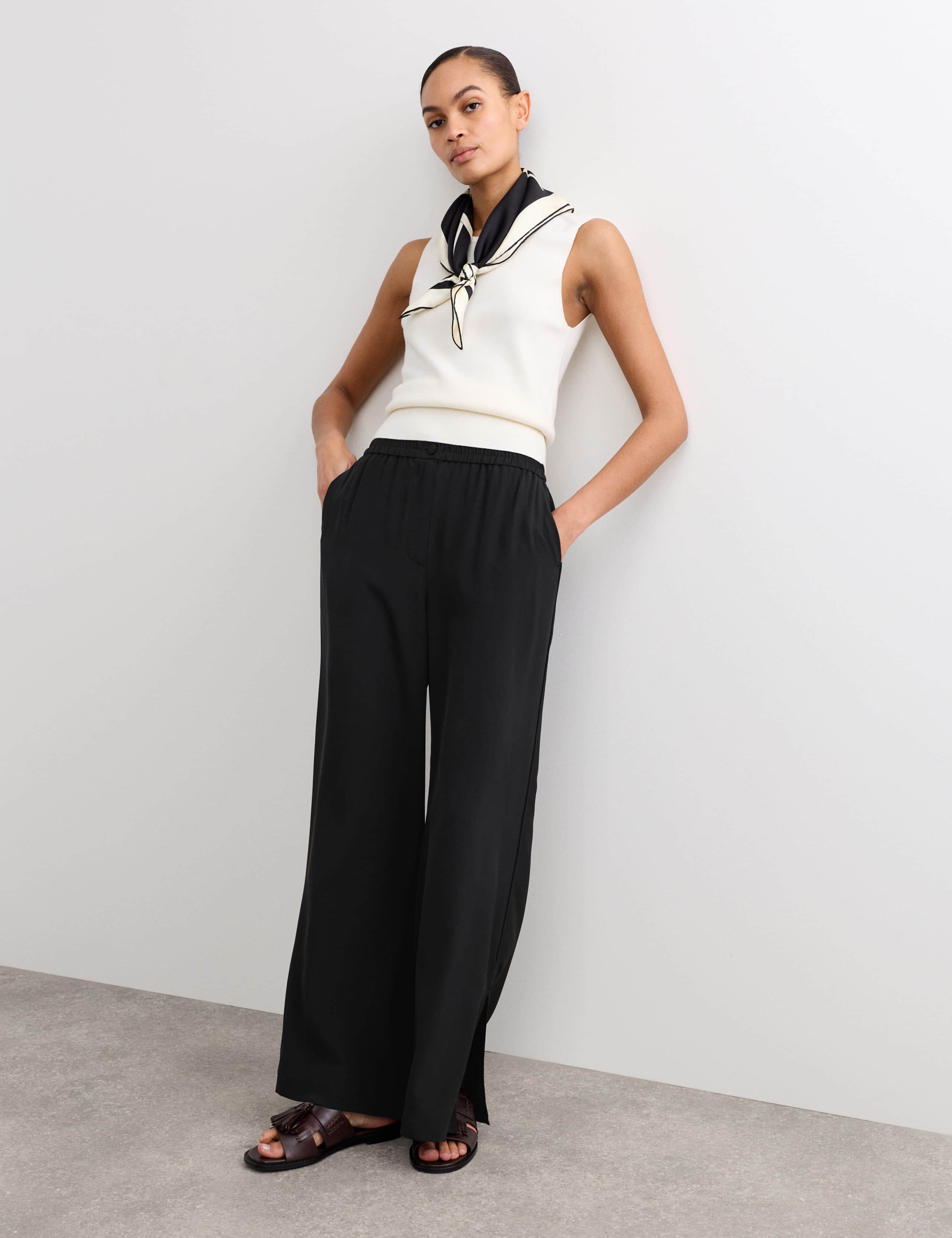Pure Silk Wide Leg Trousers 1 of 7