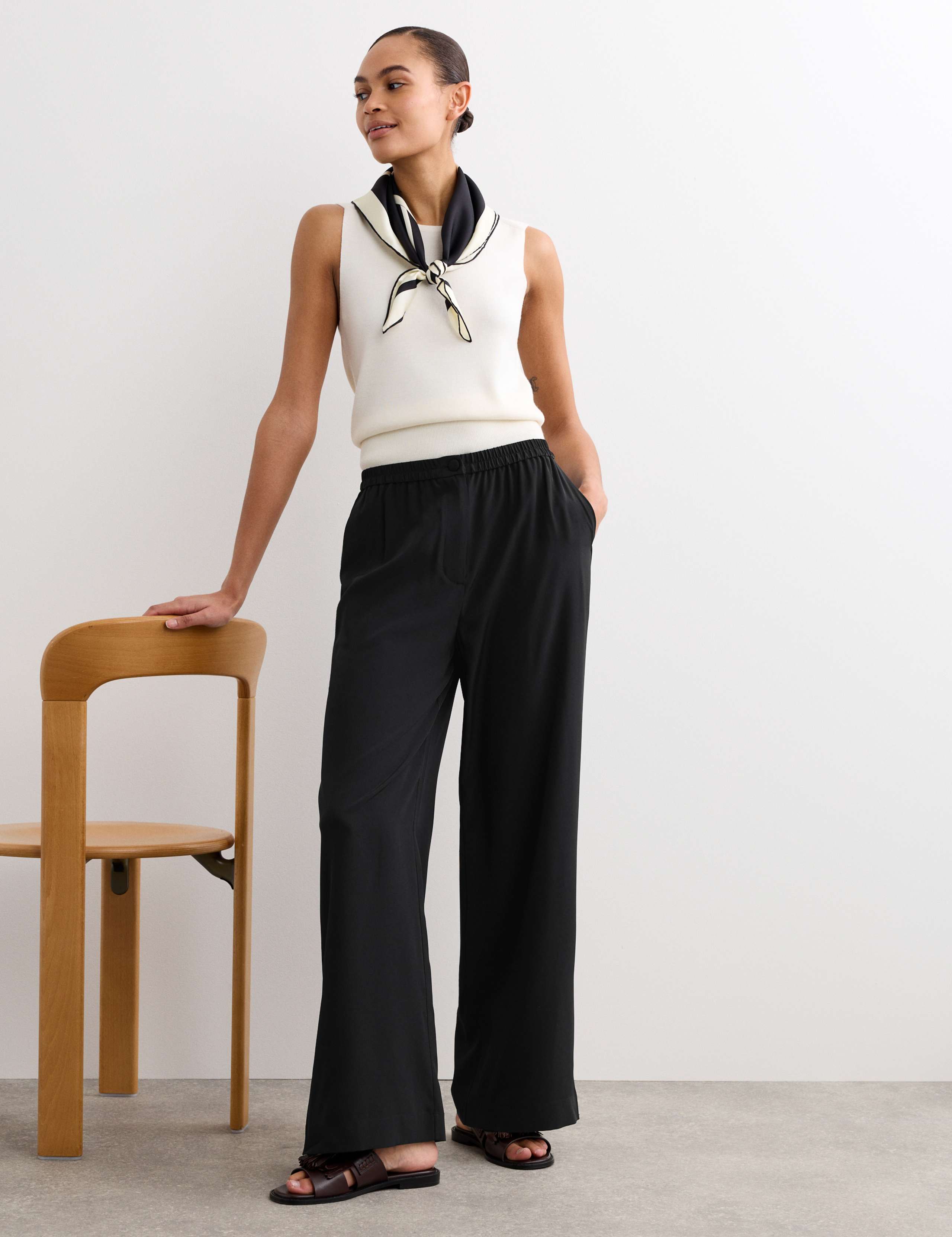 Pure Silk Wide Leg Trousers 4 of 7