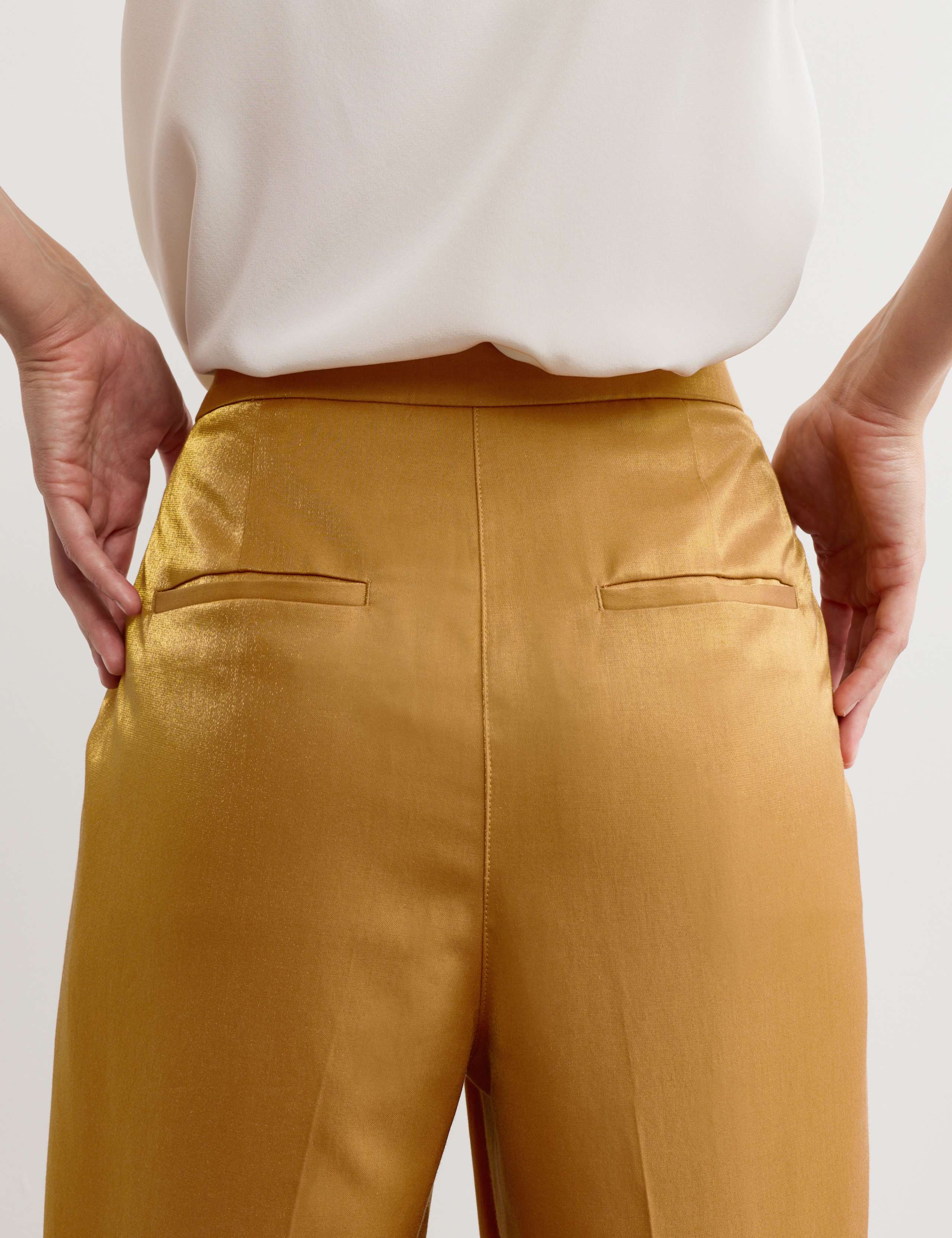 Cotton Rich Shimmer Straight Leg Trousers 3 of 7