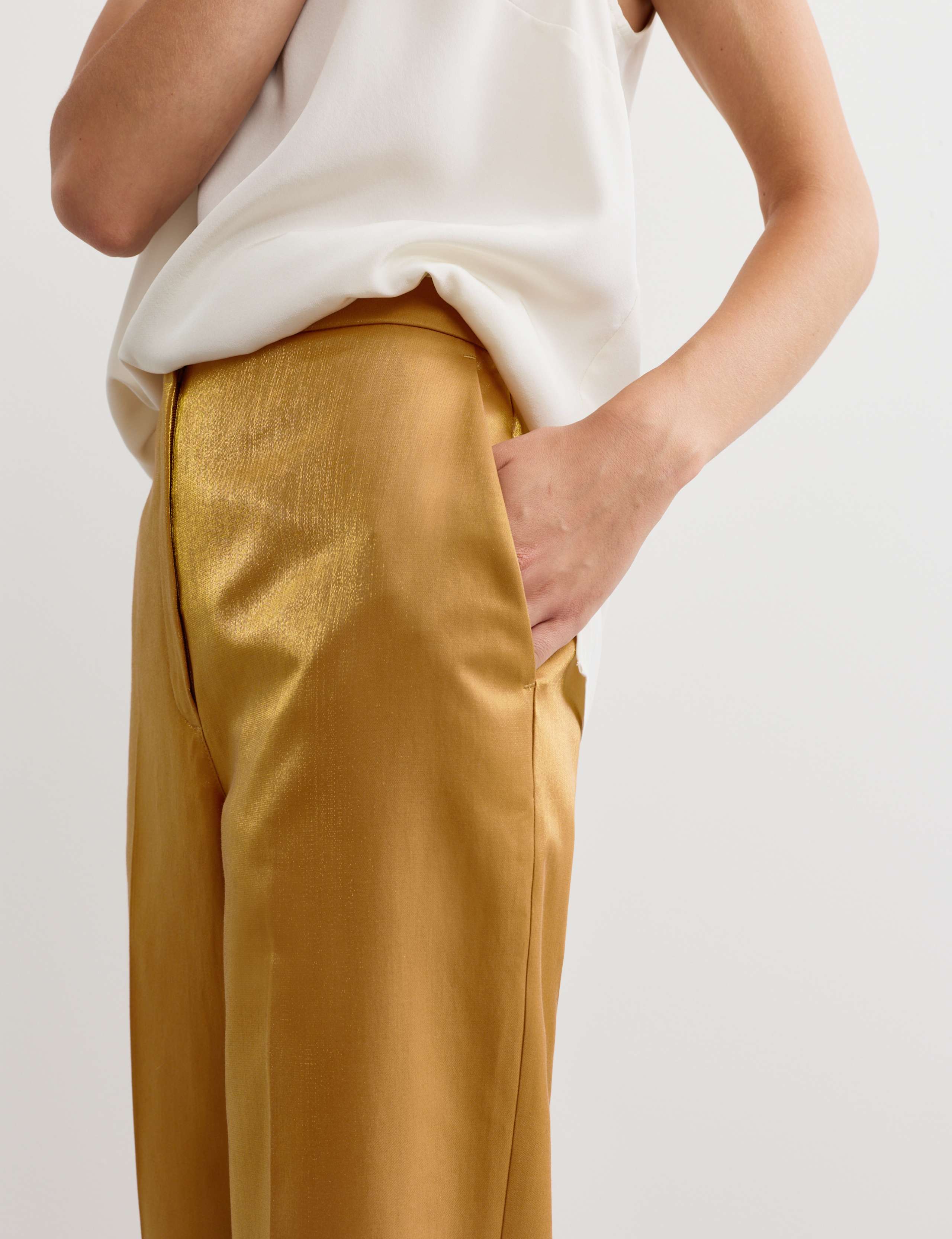 Cotton Rich Shimmer Straight Leg Trousers 5 of 7