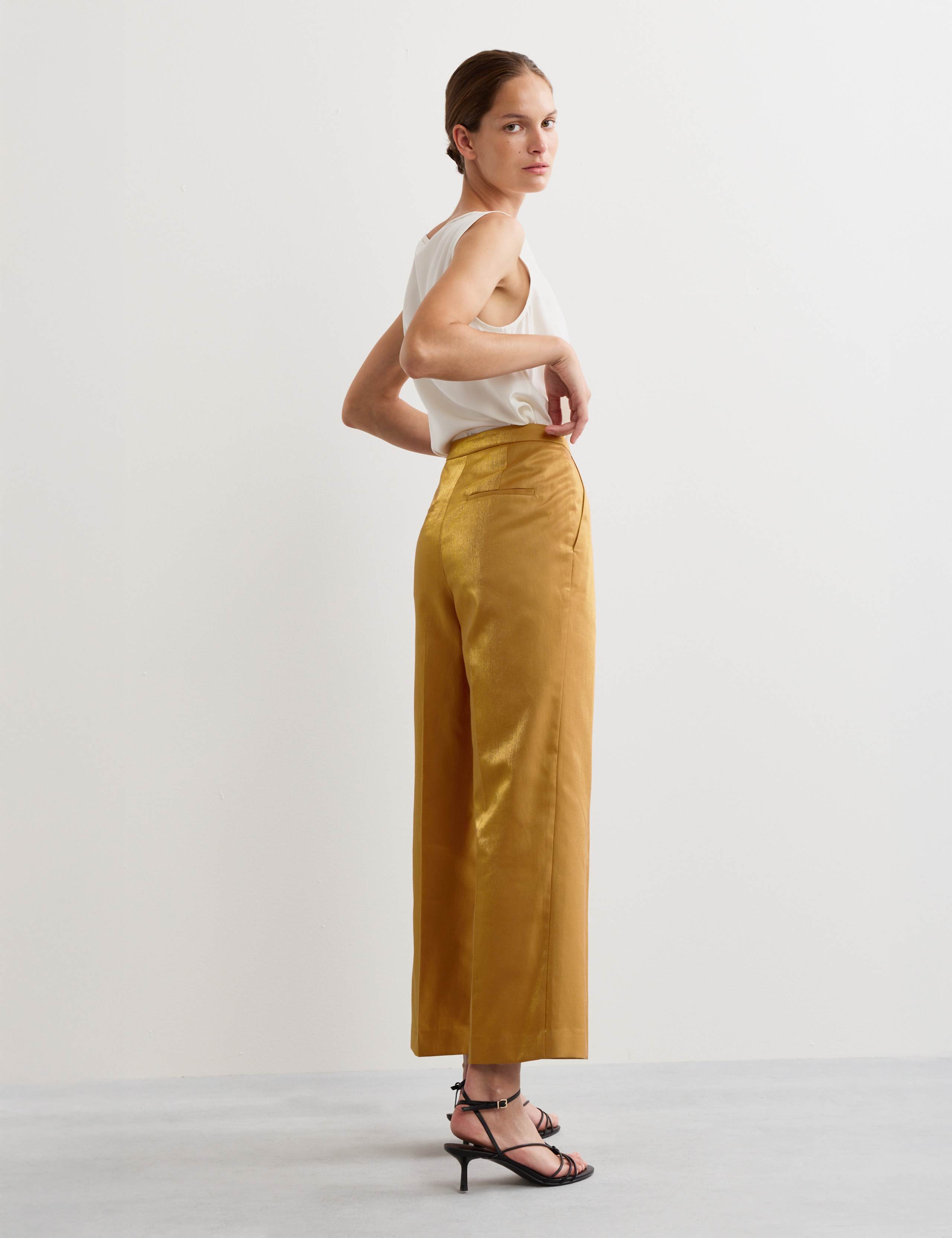 Cotton Rich Shimmer Straight Leg Trousers 6 of 7