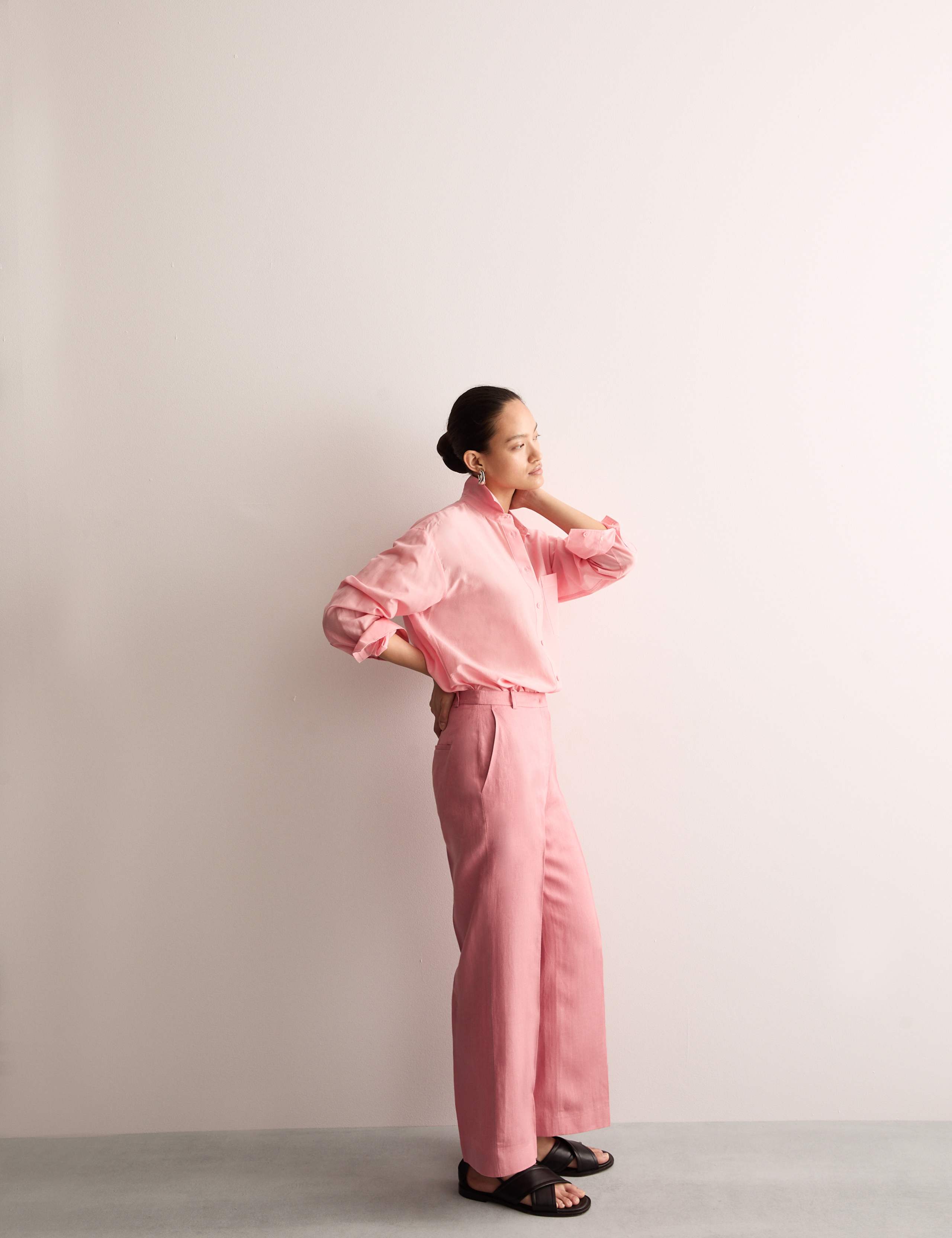 Pure Linen Wide Leg Trousers 10 of 11