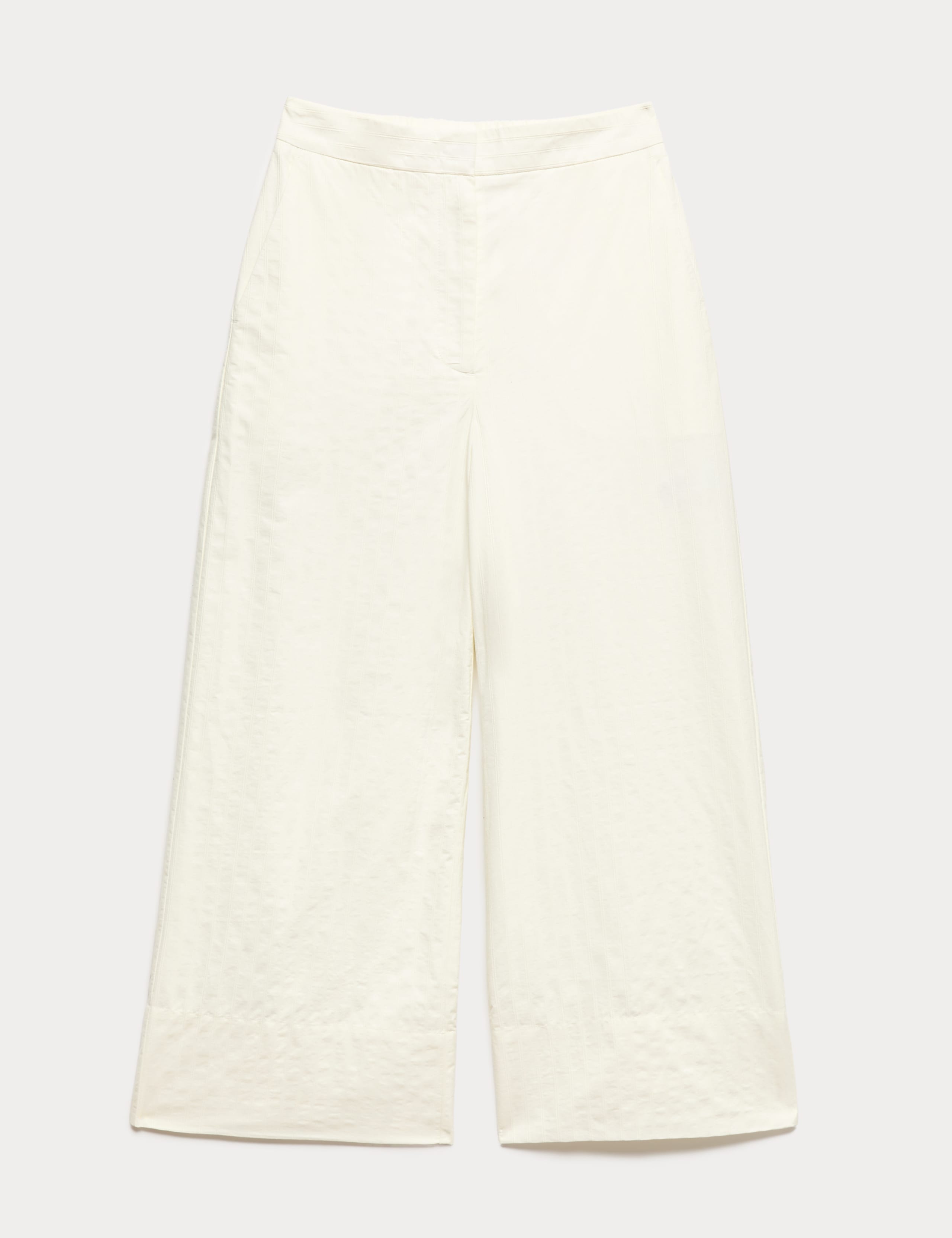 Pure Cotton Seersucker Wide Leg Trousers 2 of 5