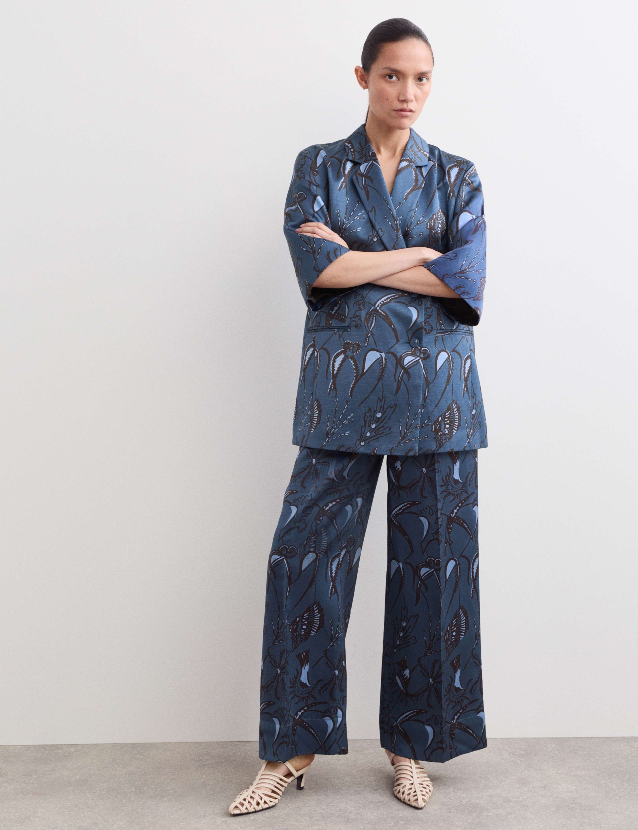 Printed Straight Leg Trousers 1 of 7