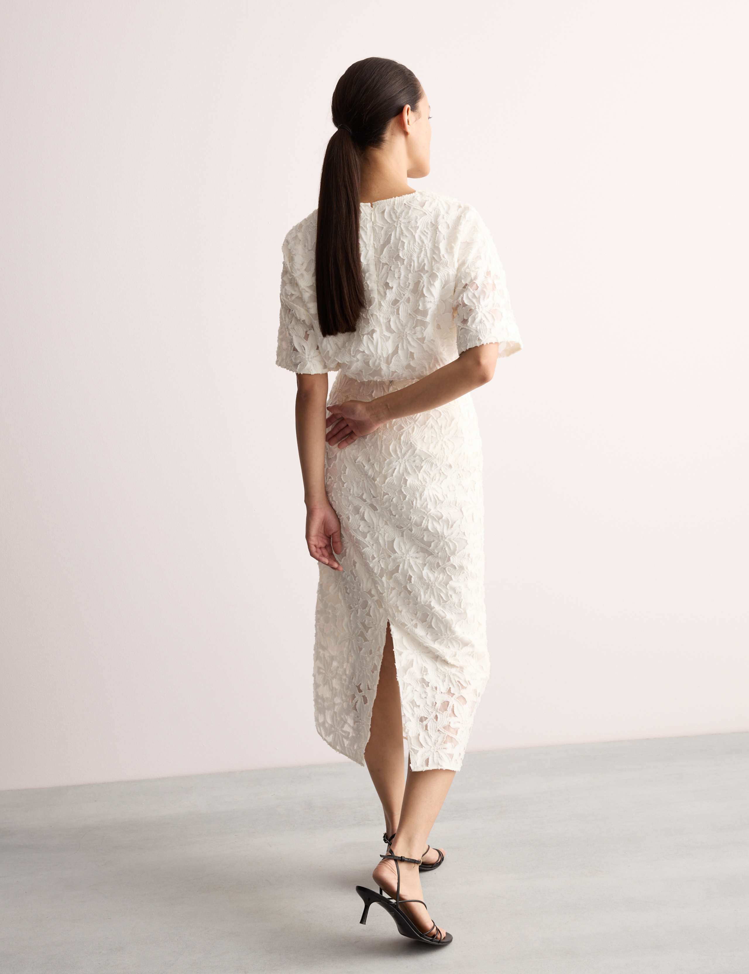 Organza Clipped Jacquard Column Skirt 5 of 6